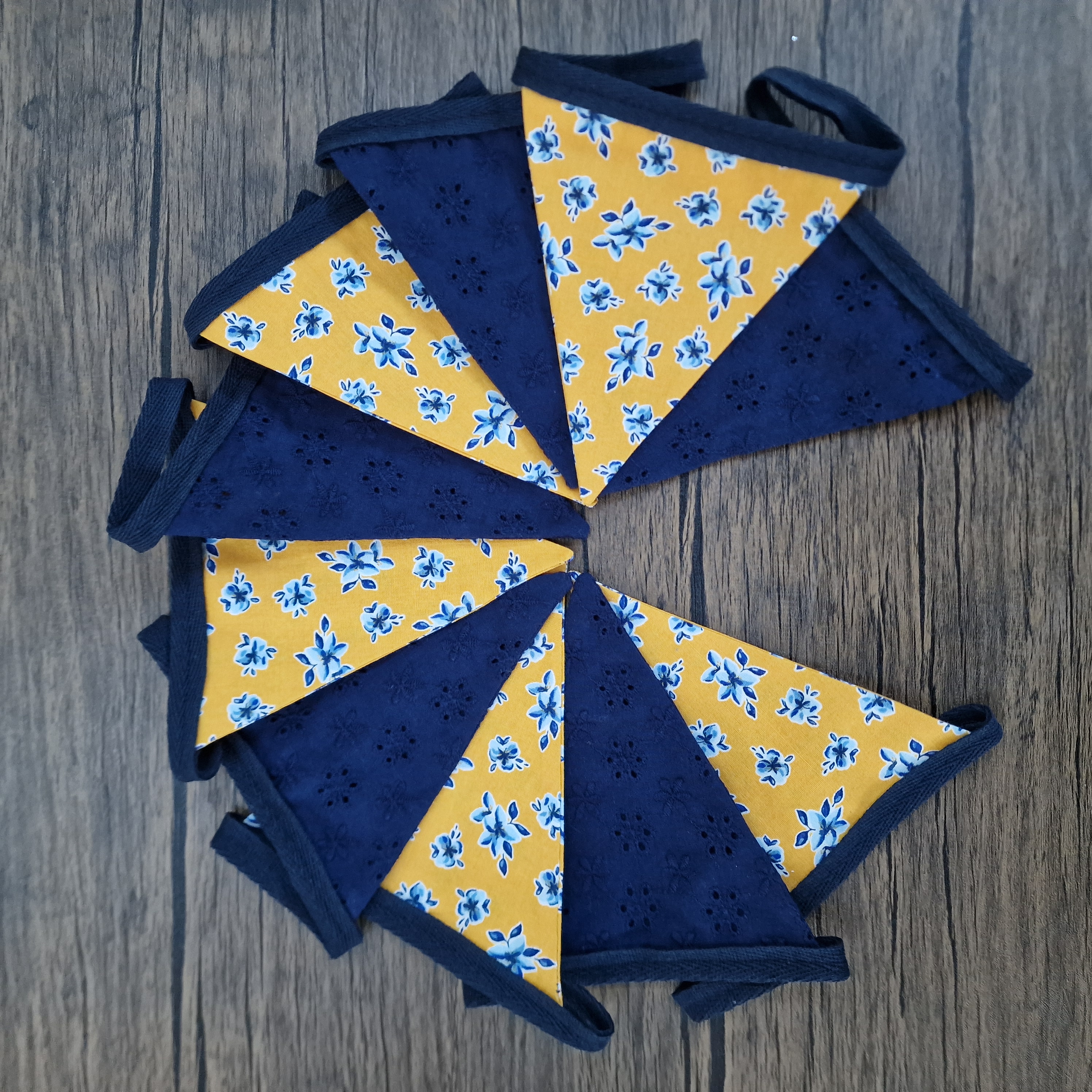 Mustard Yellow & Navy Blue Fabric Bunting 