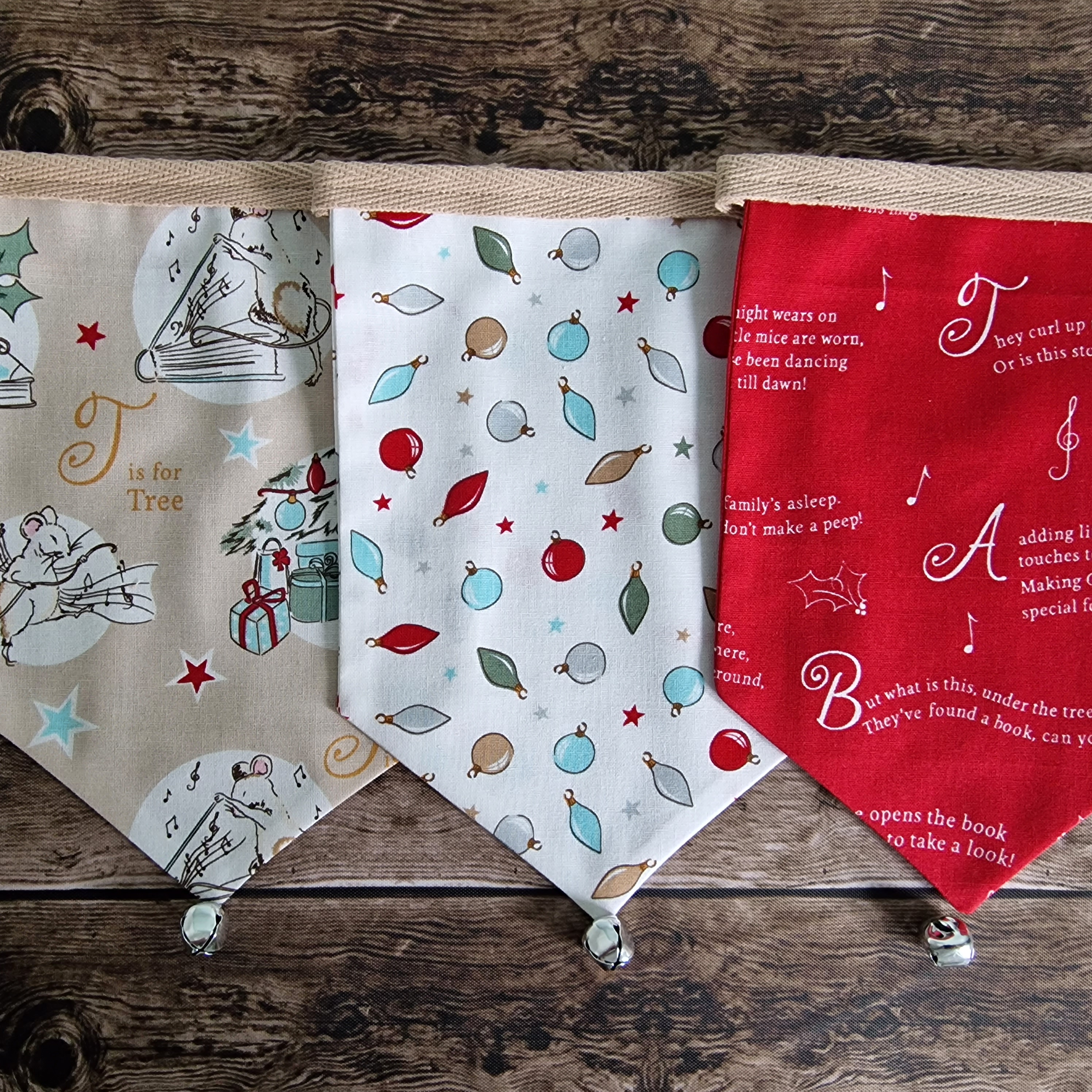 Christmas Fireplace Bunting - Christmas mice Fabric design 