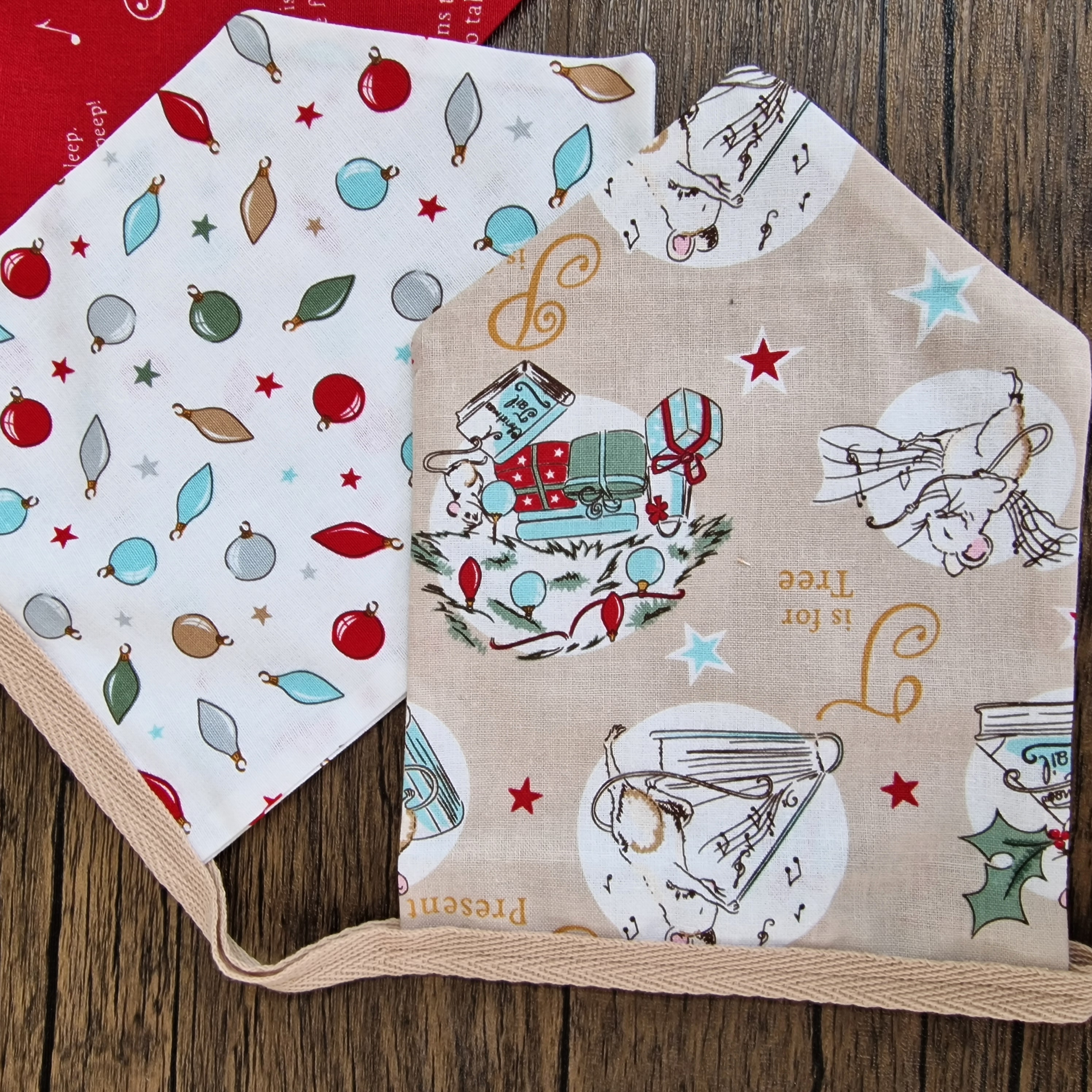 Christmas Fireplace Bunting - Christmas mice Fabric design 
