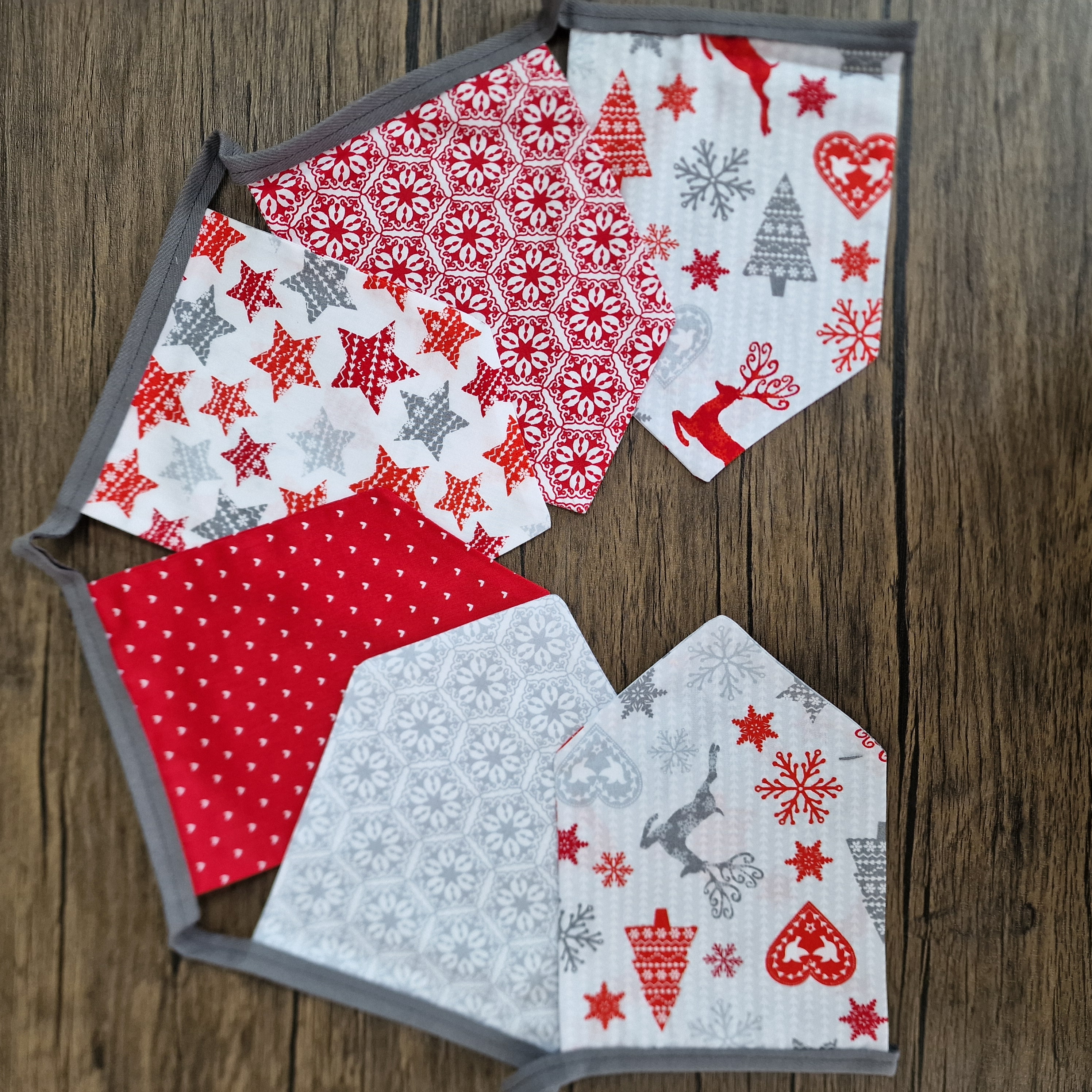 Red and Grey Scandi Christmas Bunting