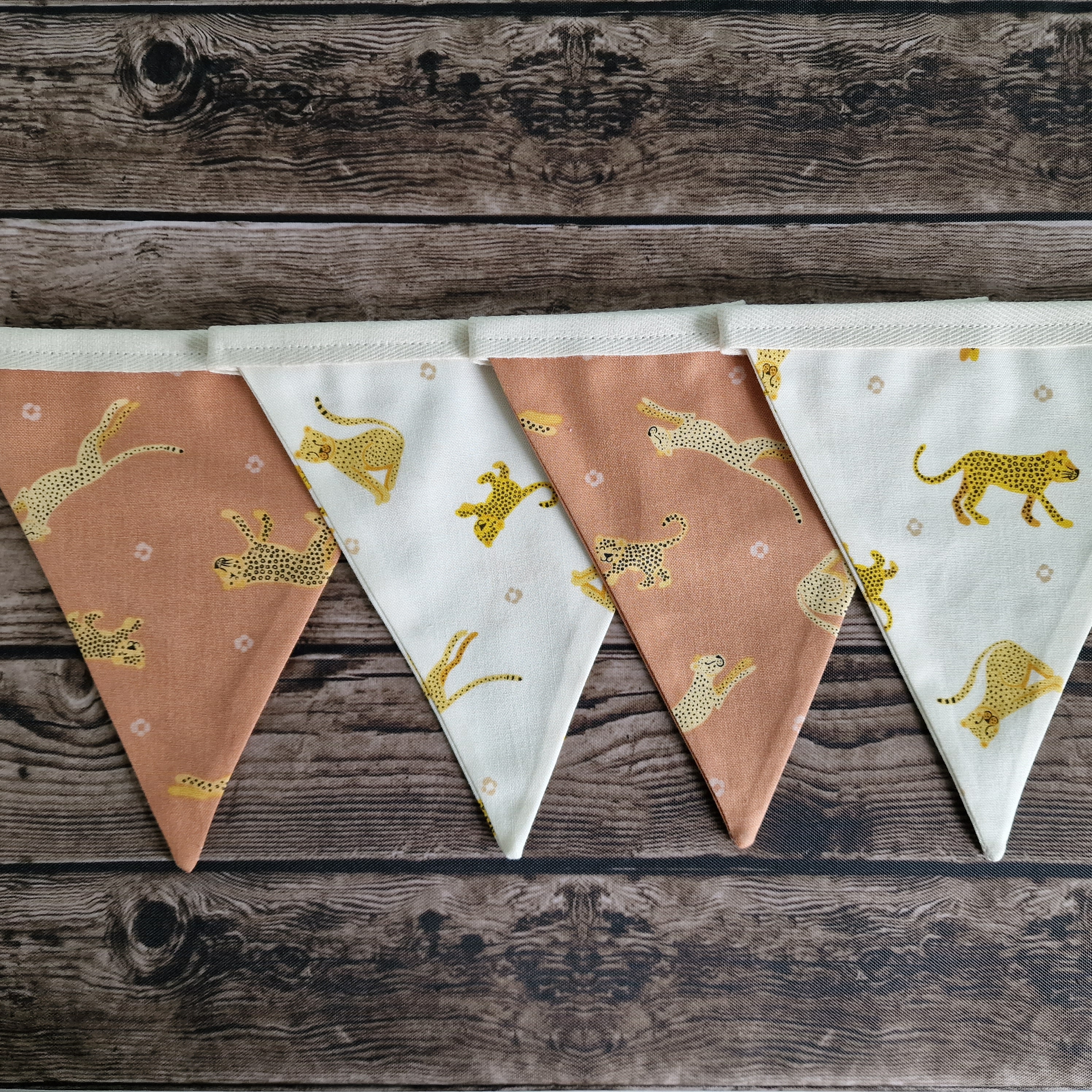 Leopard Print Safari Animal Bunting - Tan & Cream