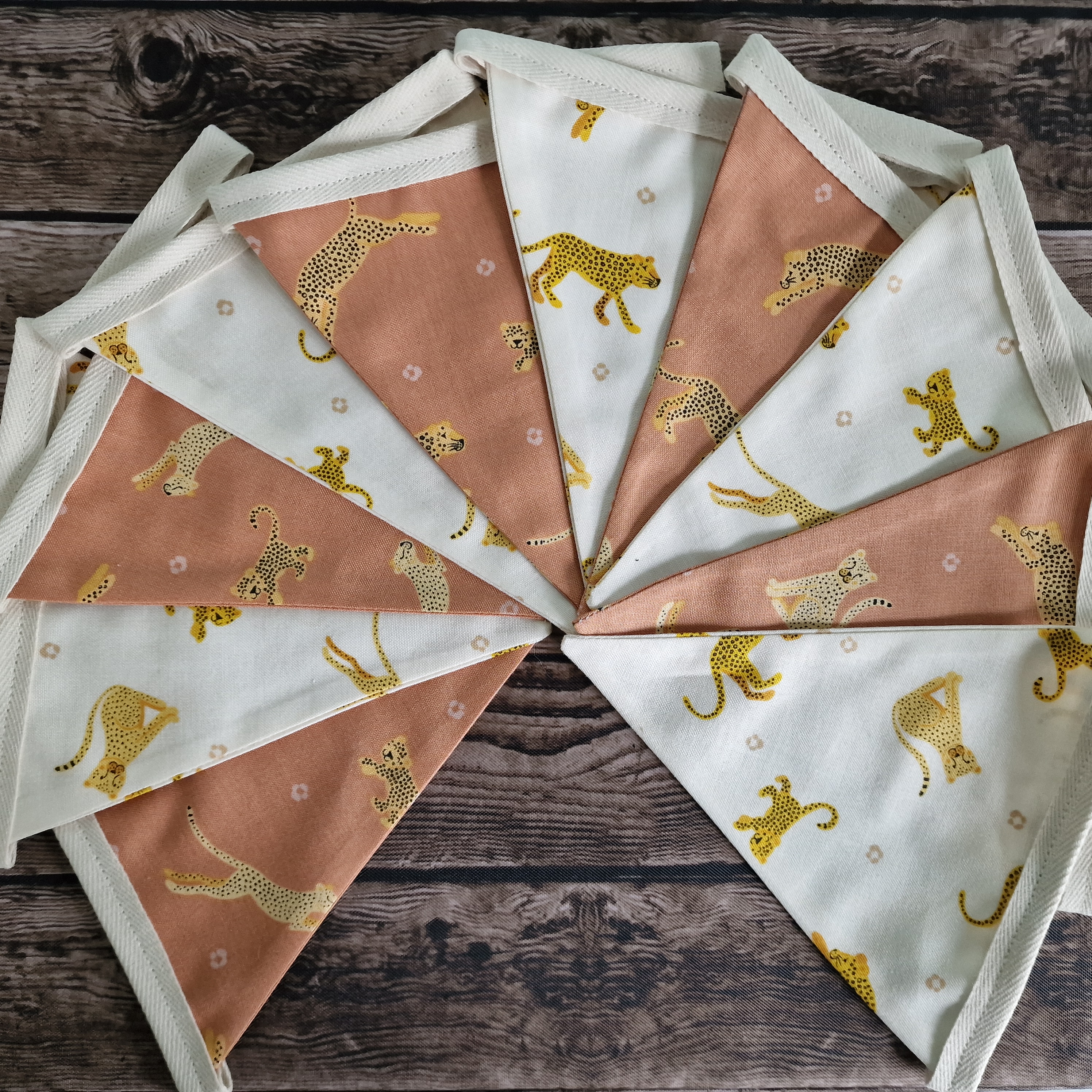 Leopard Print Safari Animal Bunting - Tan & Cream