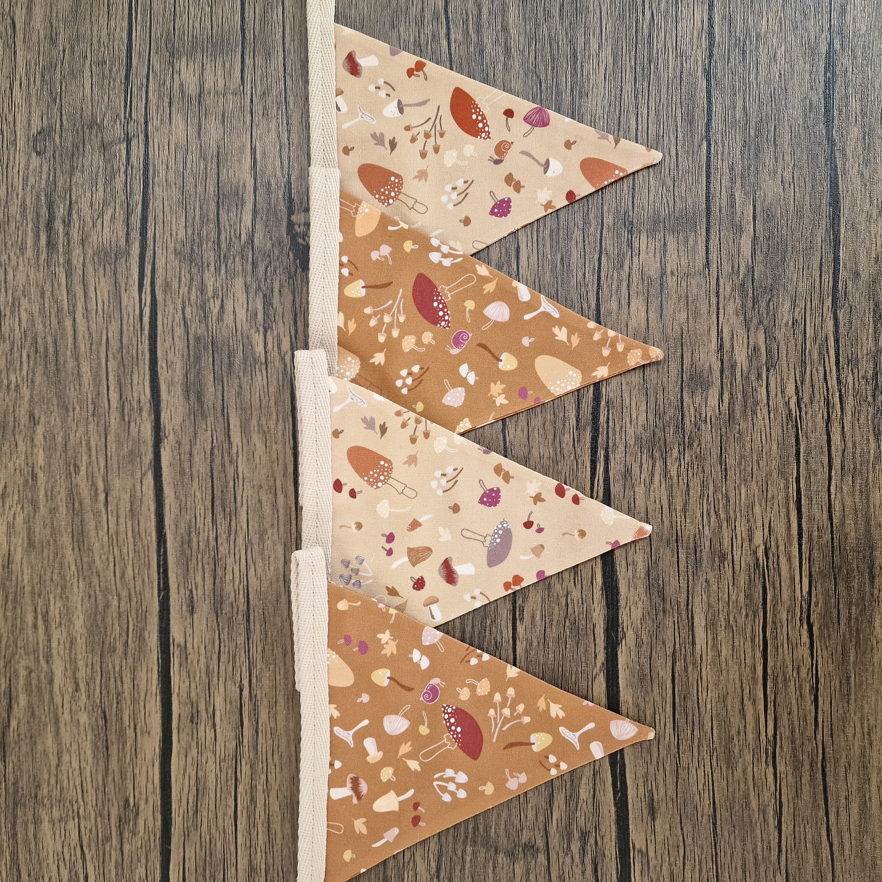 Autumn Inspired Woodland Bunting - Tan & Beige Mushroom design 