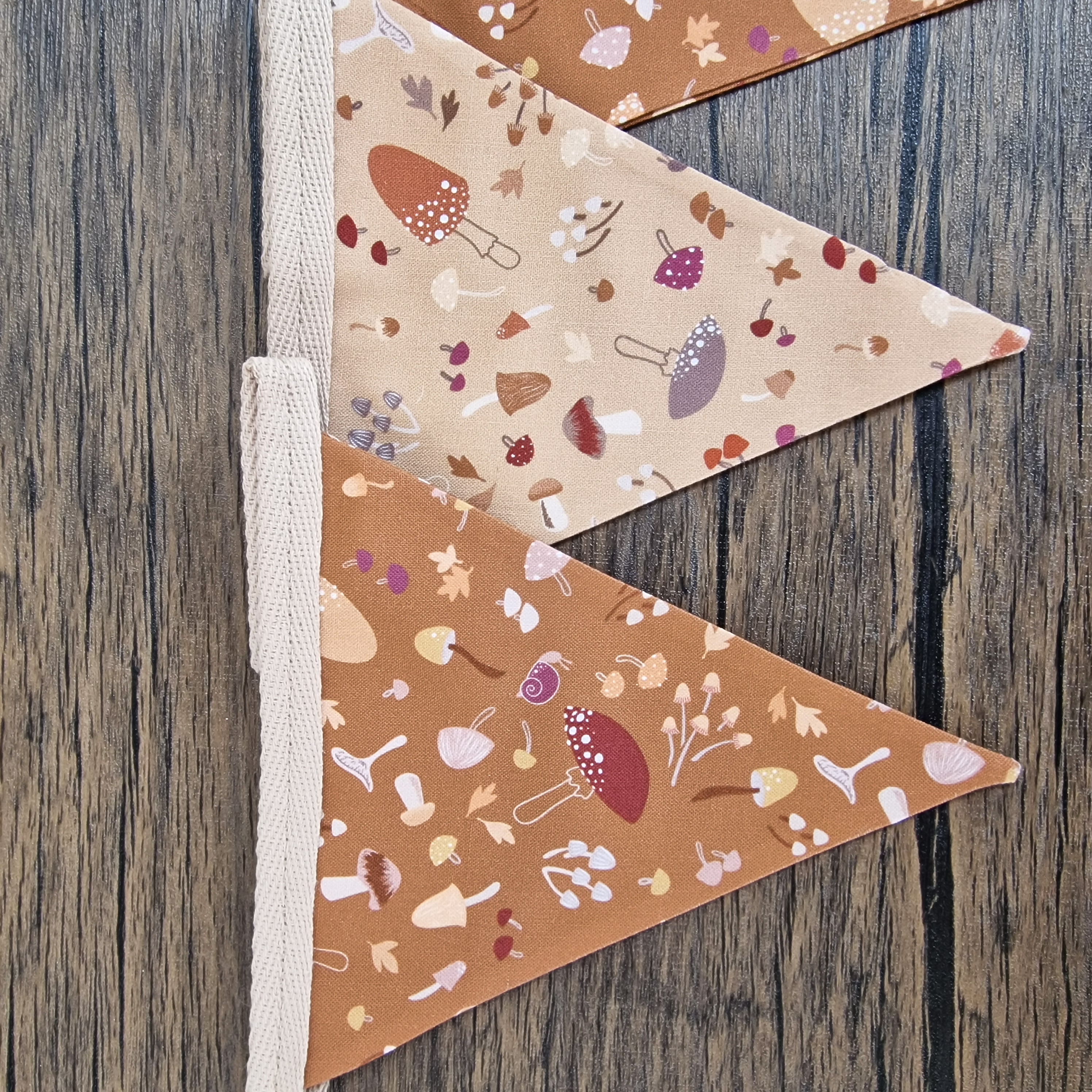 Autumn Inspired Woodland Bunting - Tan & Beige Mushroom design 