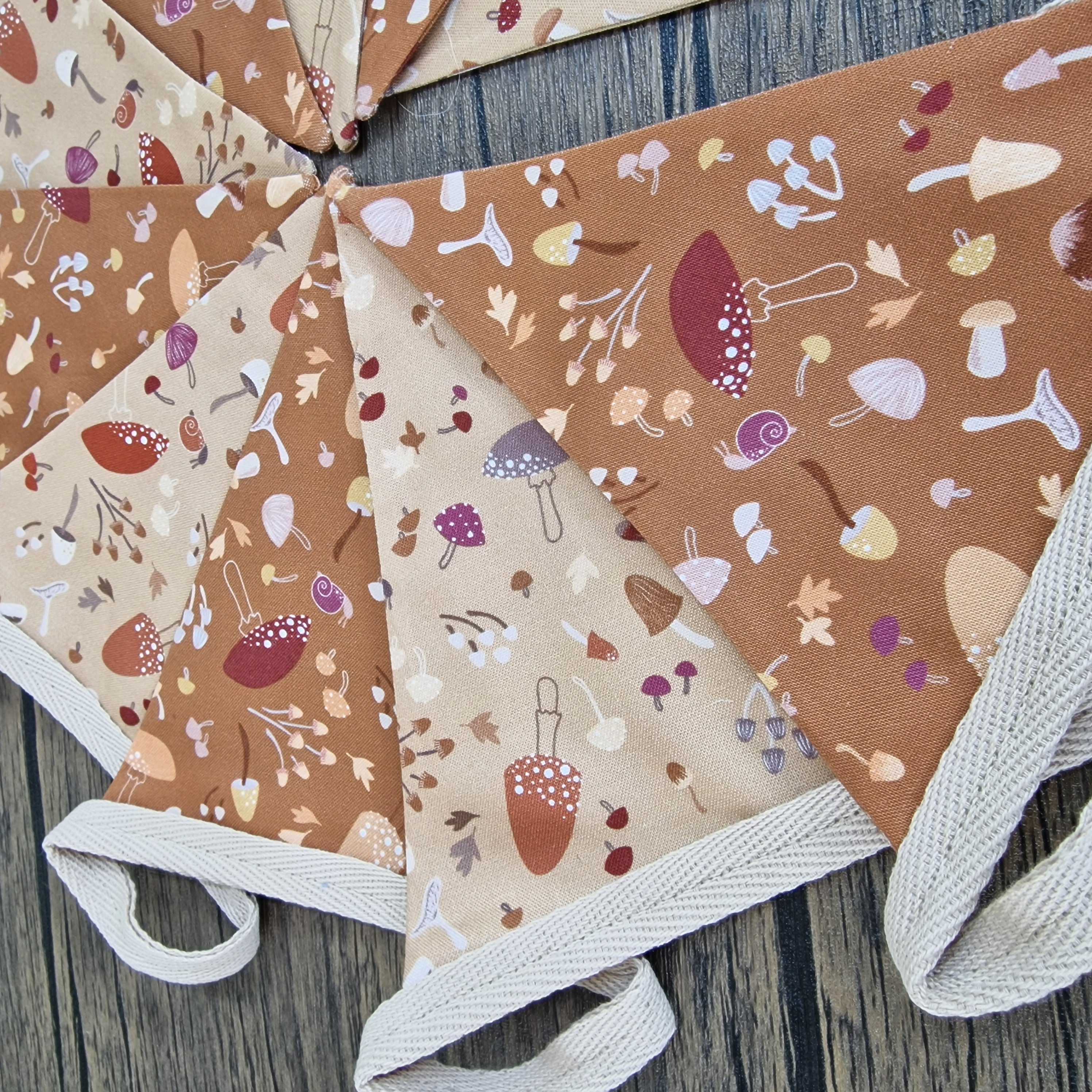 Autumn Inspired Woodland Bunting - Tan & Beige Mushroom design 