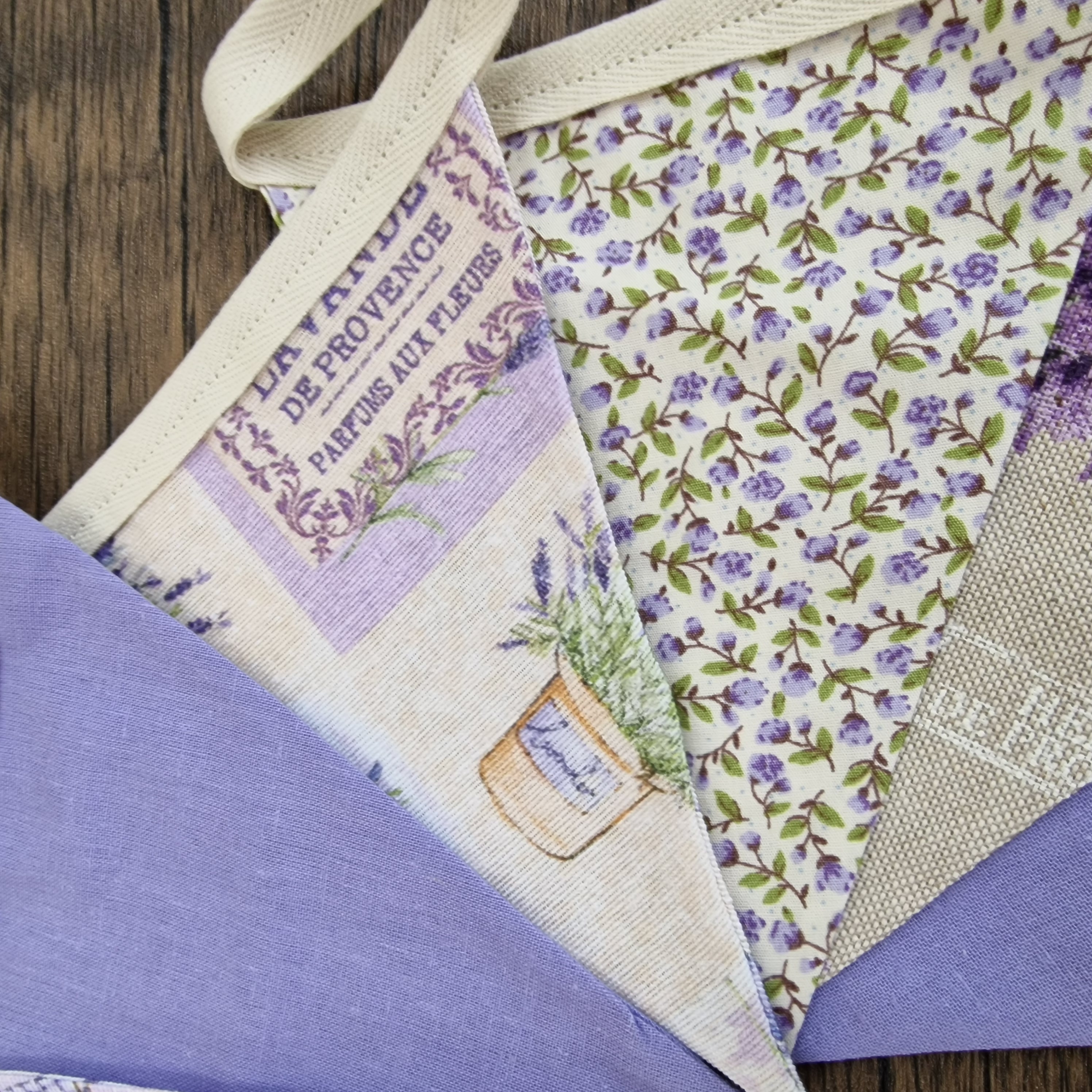 Vintage Style Lavender & Taupe Fabric Bunting 