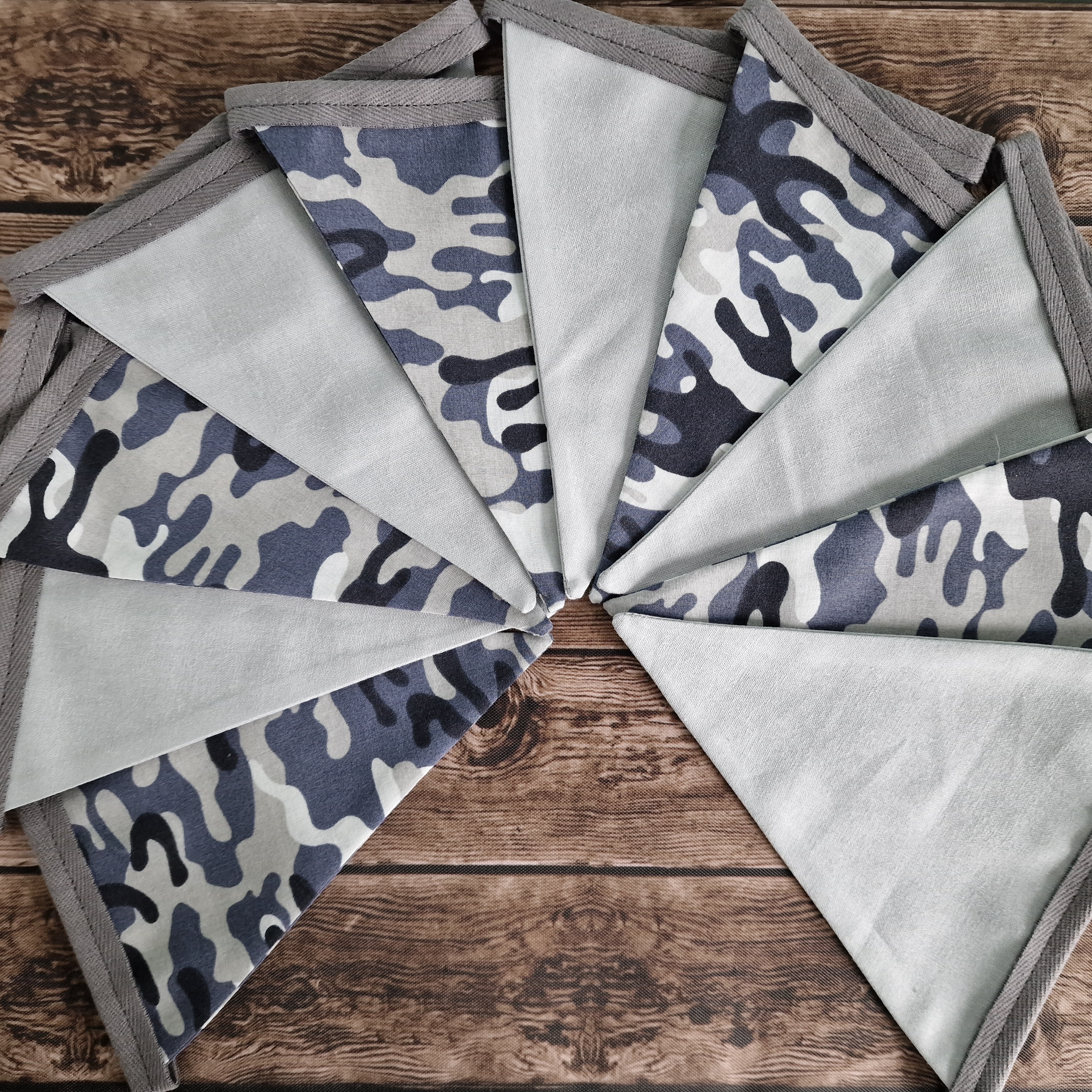 Camouflage Print Double Sided Fabric Bunting 