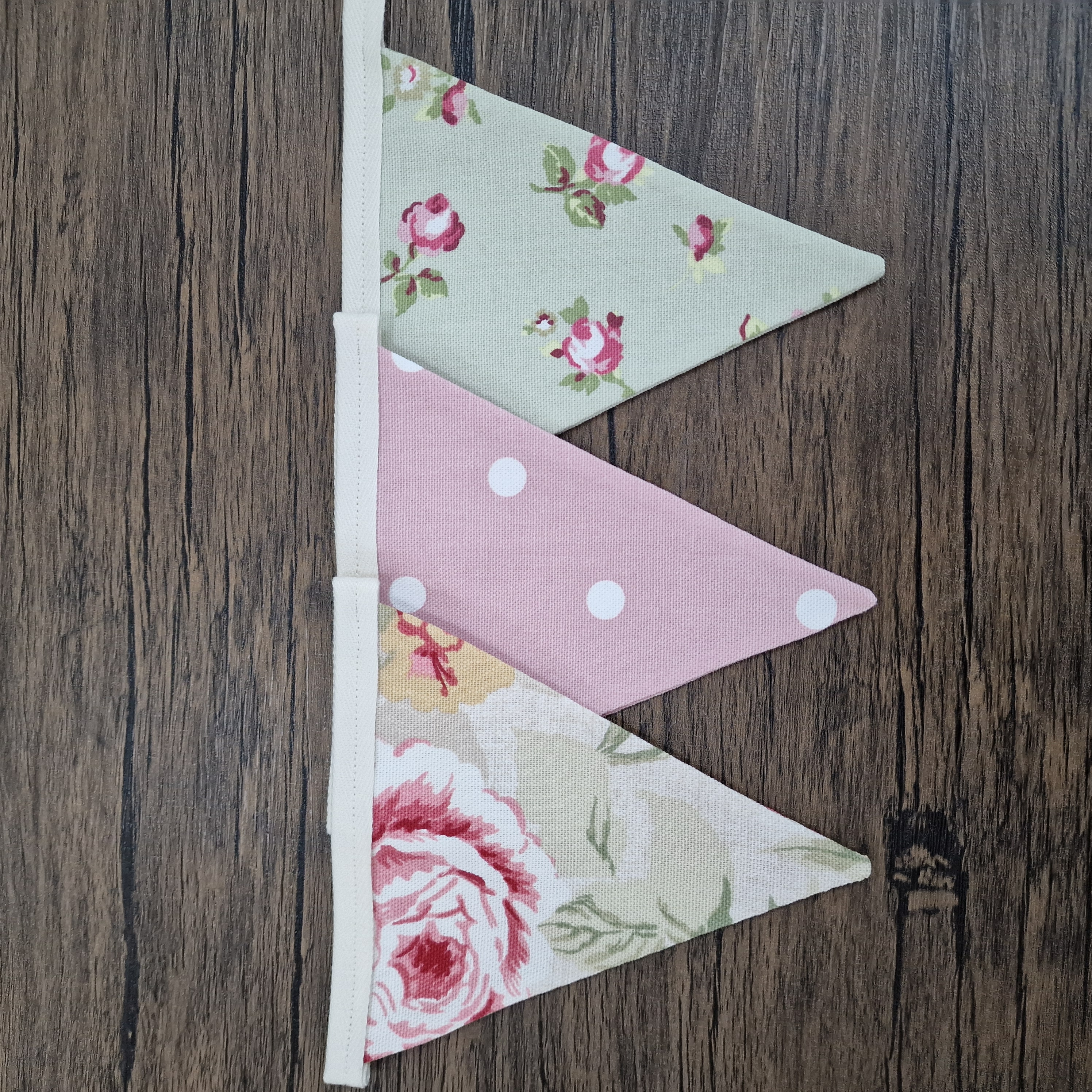 Pink & Sage Green Shabby Chic Floral Bunting 