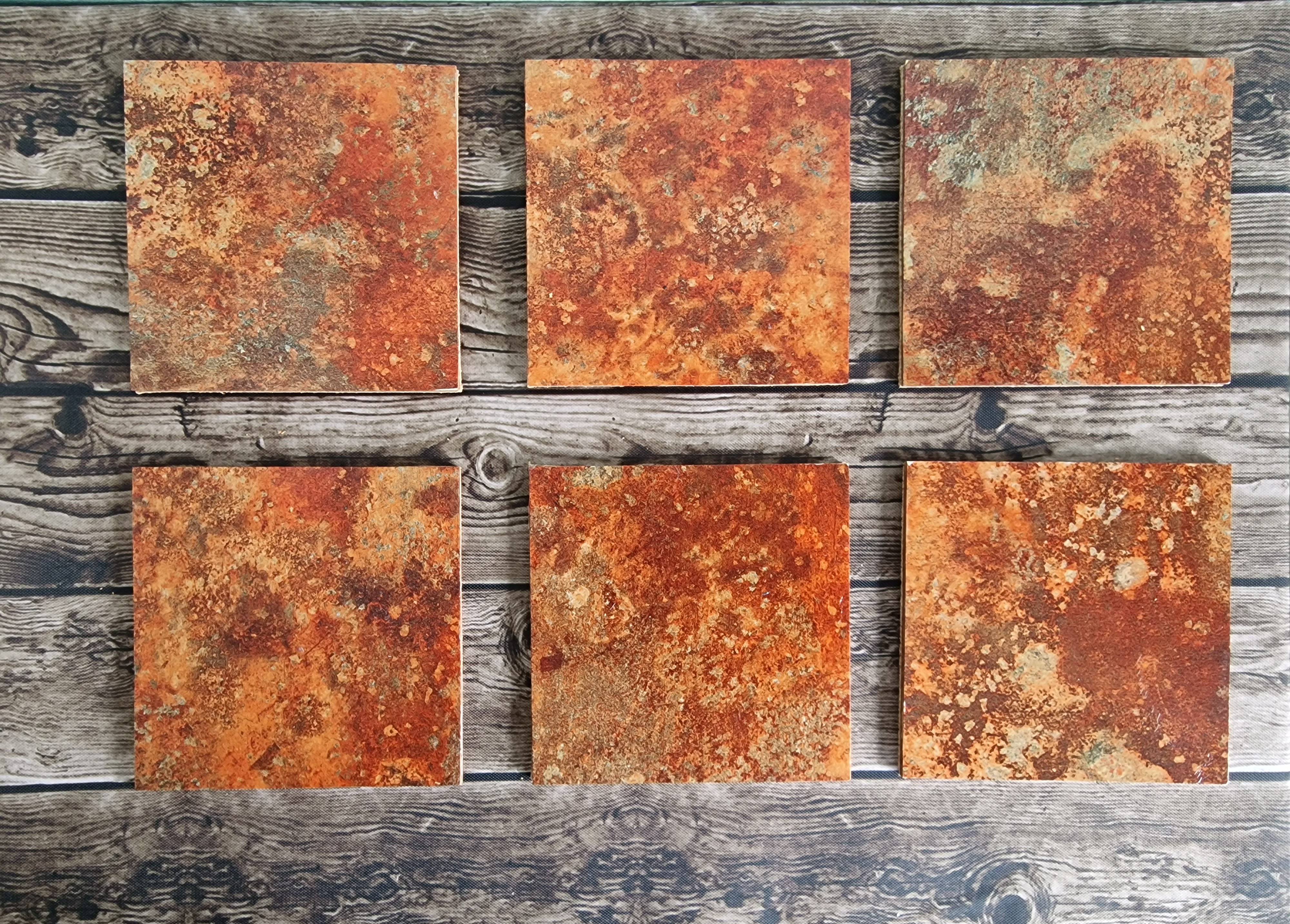 Burnt Orange Decoupage Coasters (Set of 6)