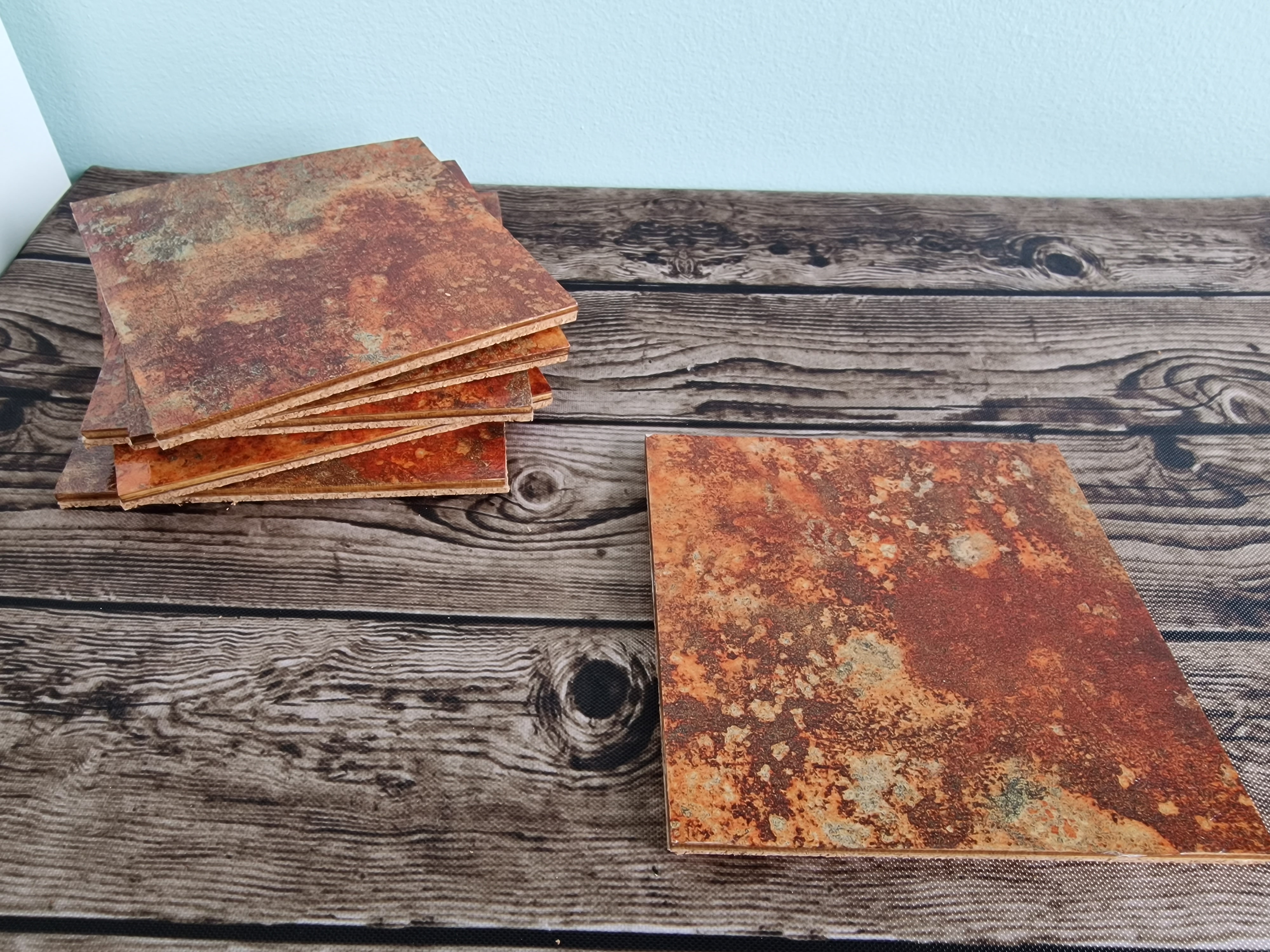 Burnt Orange Decoupage Coasters (Set of 6)