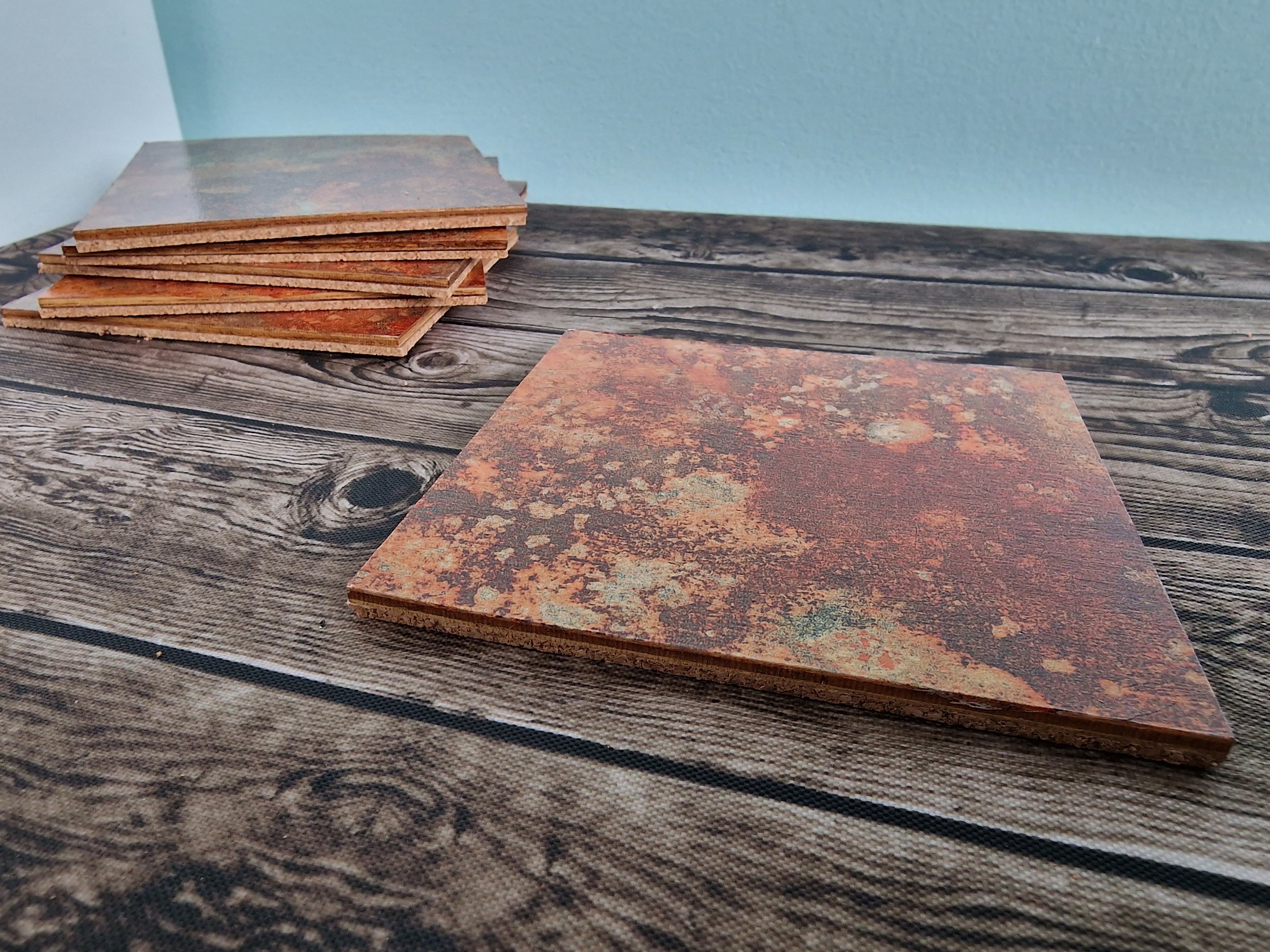Burnt Orange Decoupage Coasters (Set of 6)