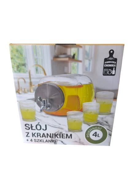 Stiklainis indas  su kraneliu +4 stiklinės