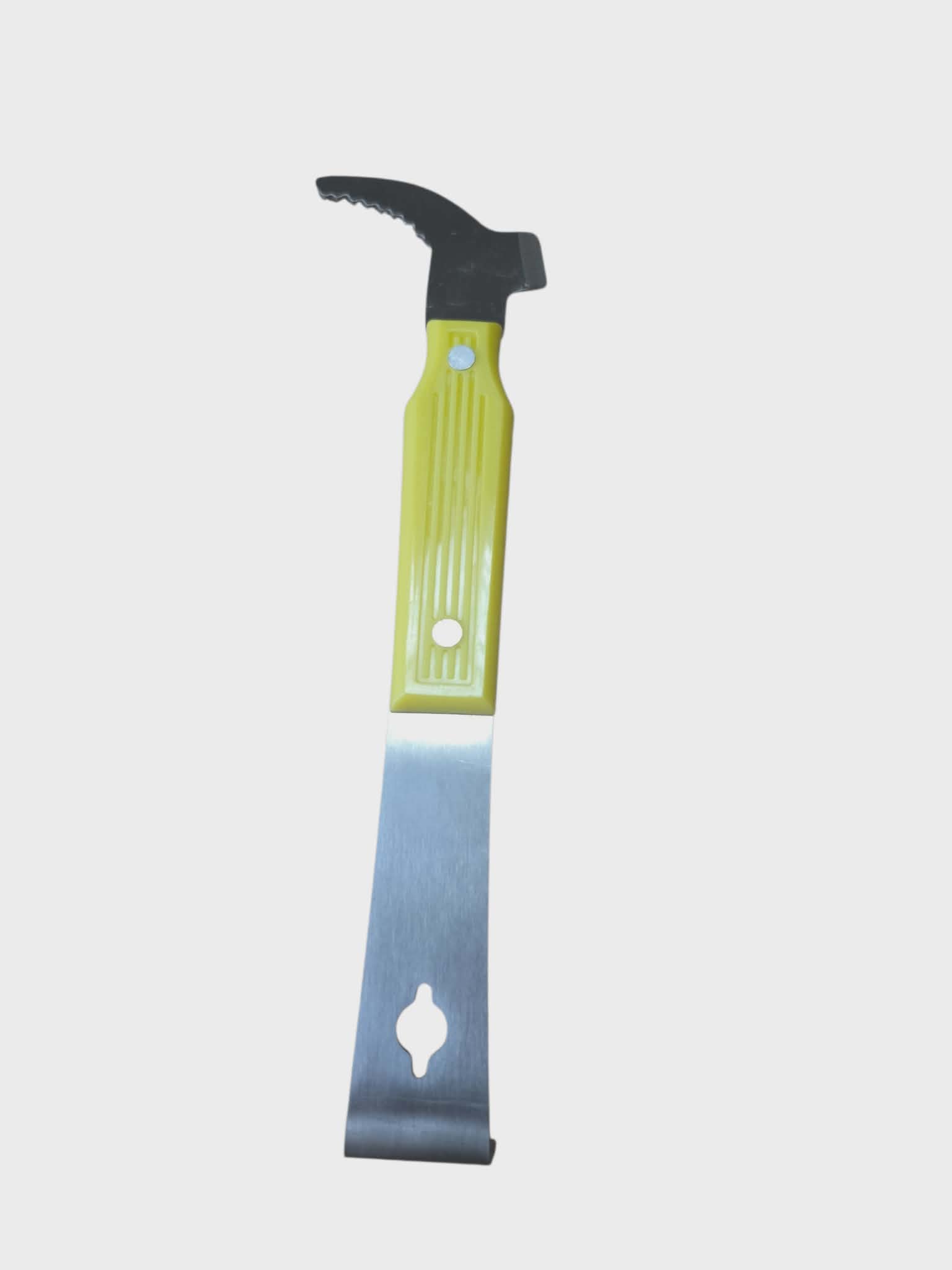 Bitininko kaltas, nerūdijantis, su plastikine rankenėle ir užlenktu galu (280 mm)