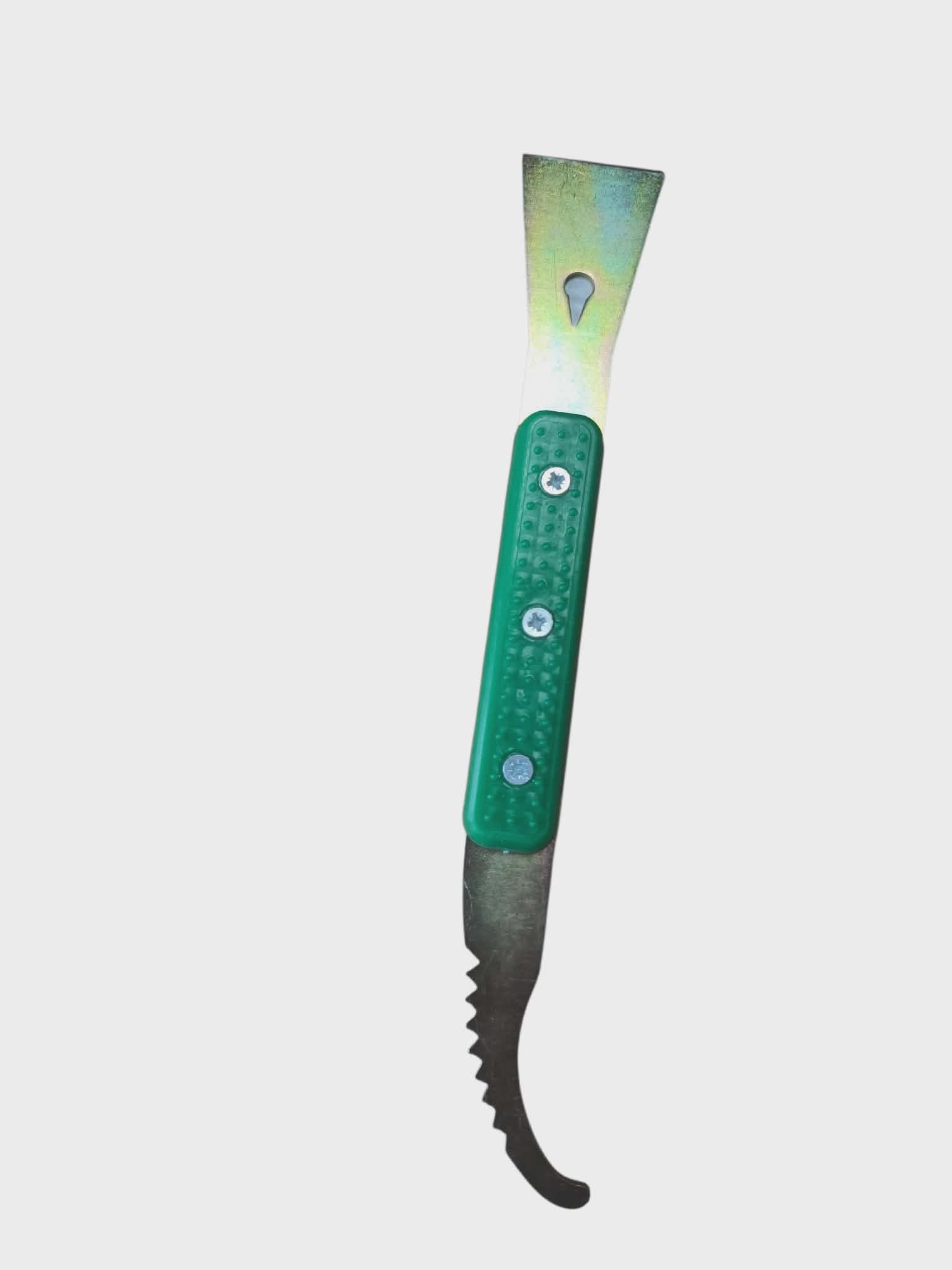 Bitininko kaltas, nerūdijantis, su plastikine rankenėle ir užlenktu galu (280 mm)