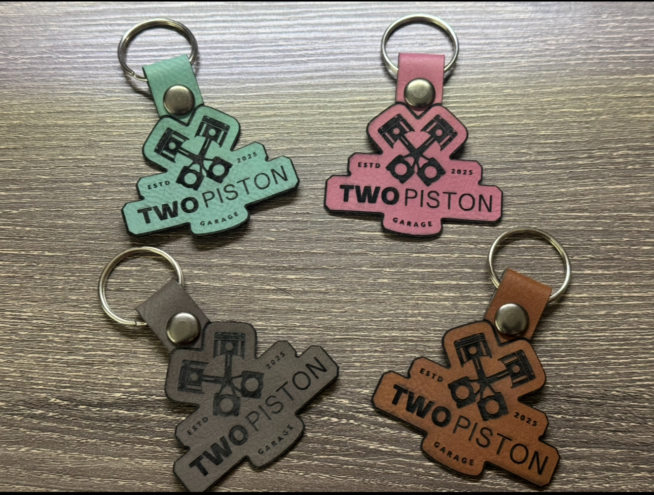 Two Piston Garage Keychains