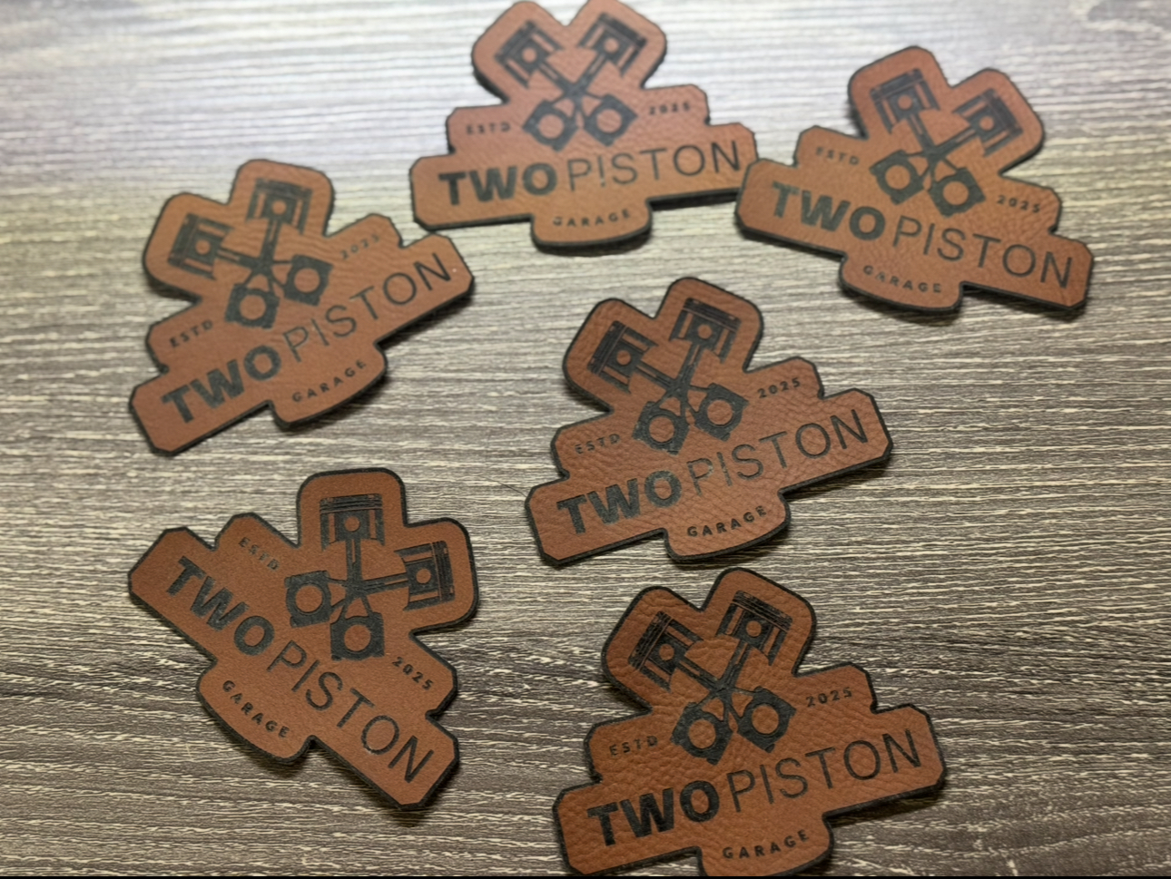 Two Piston Garage Leather Patches