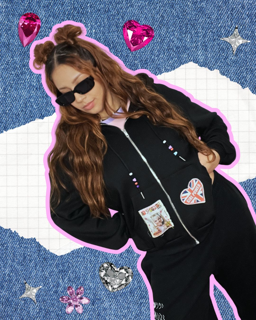 Y2K Girl Power ★ Collage Zip Hoodie