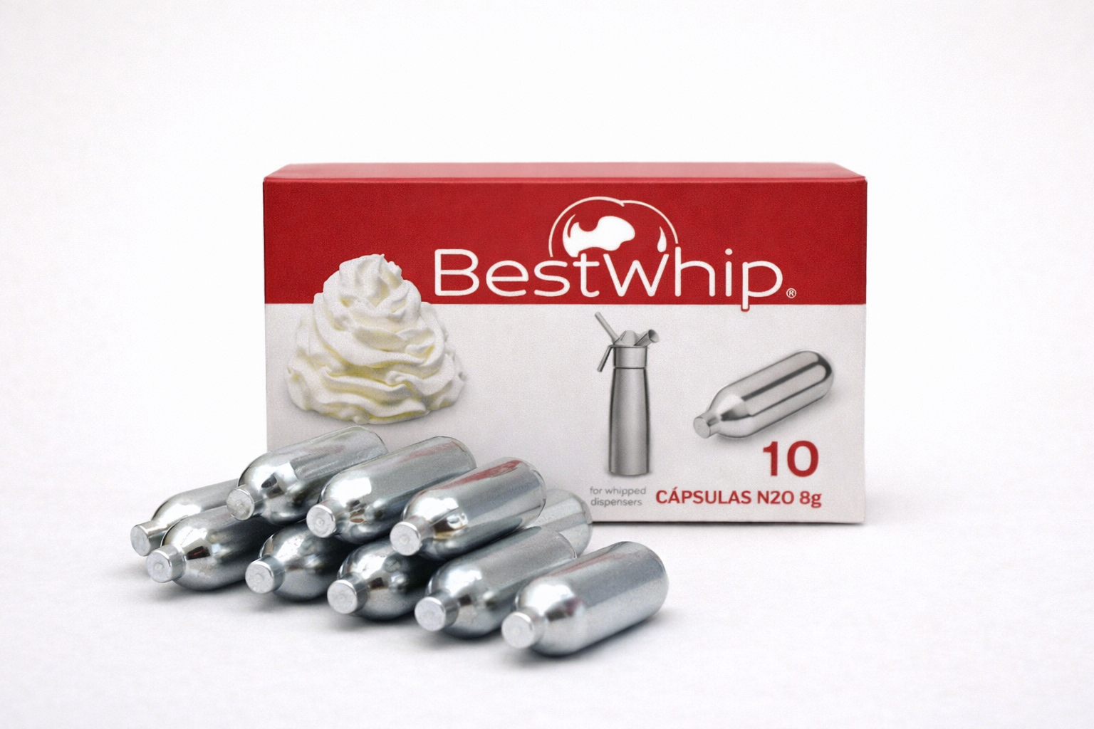 Gás para Sifão de Chantilly BestWhip – Cápsula N2O 8g (Caixa com 10 Unidades)