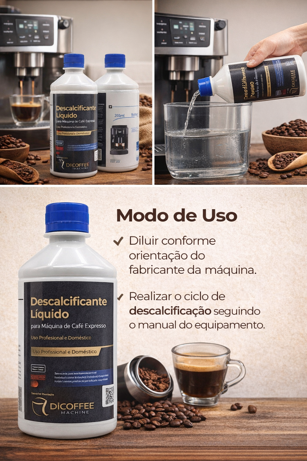 Descalcificante Líquido para Máquina de Café Expresso 500ml – Uso Profissional e Doméstico