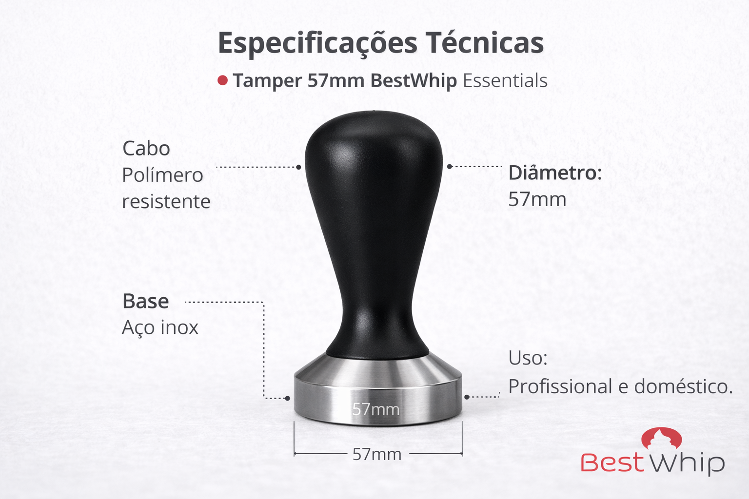 Tamper para Café 57mm BestWhip Essentials