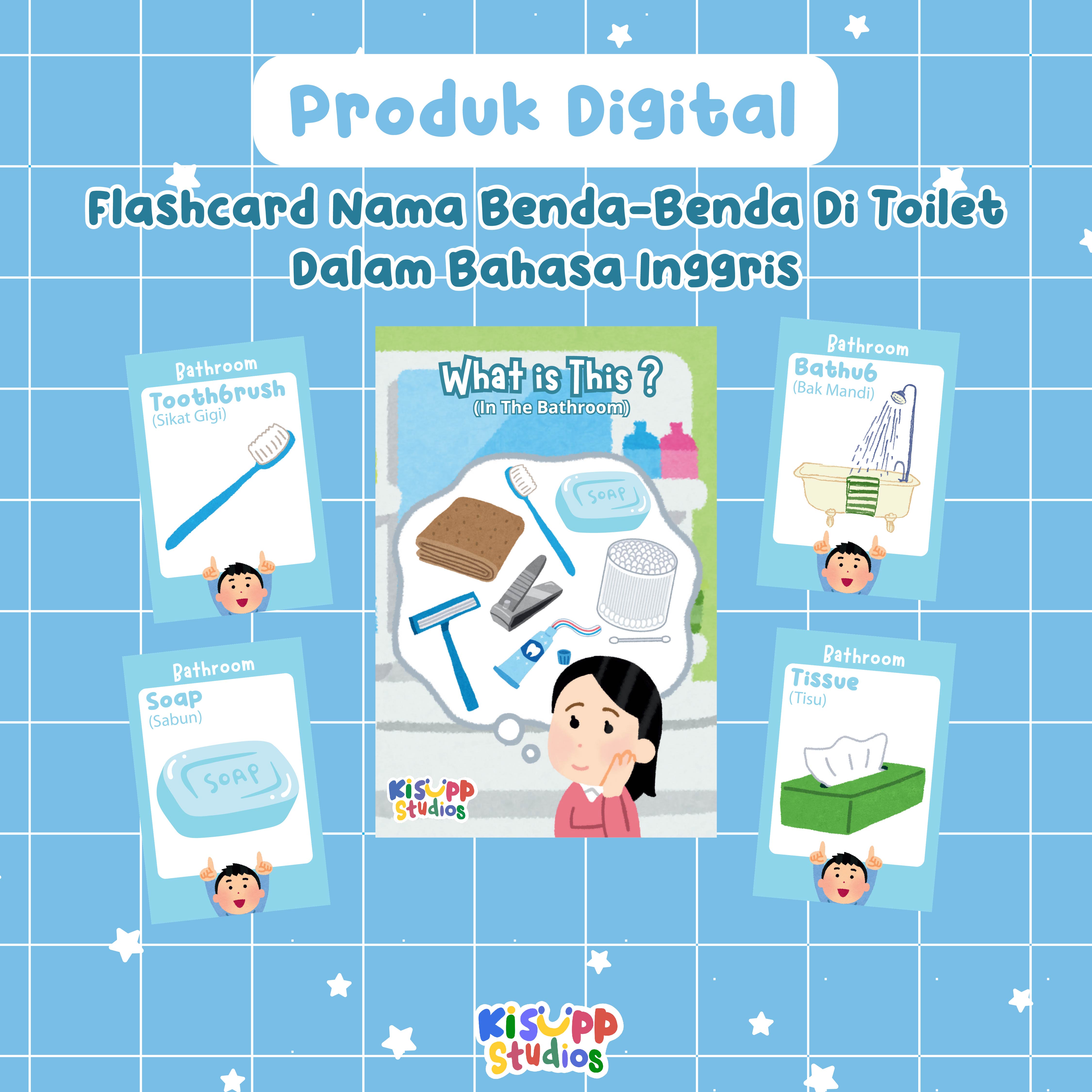 Flashcard Nama Benda-benda Di Toilet Dalam Bahasa Inggris