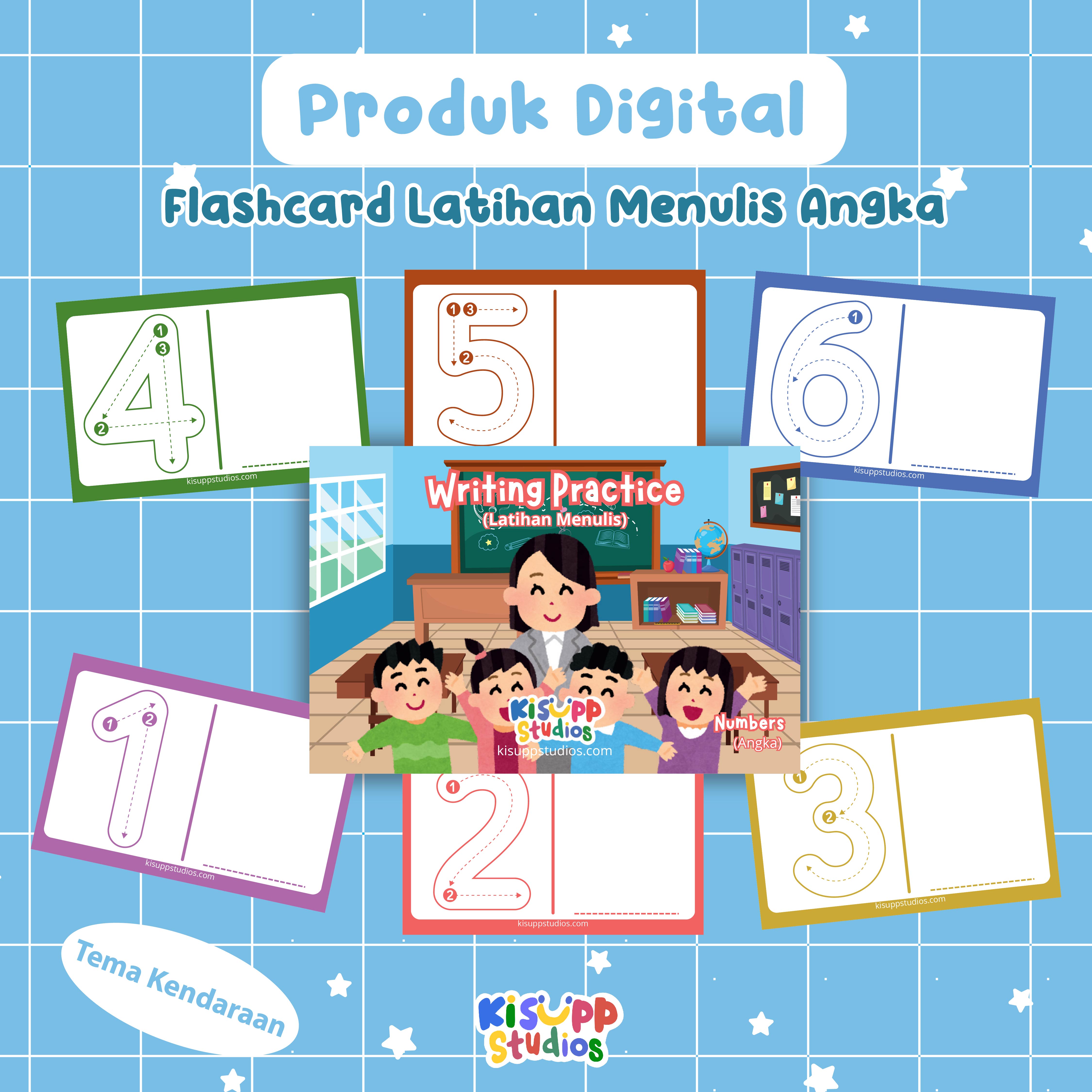 Flashcard Latihan Menulis Angka