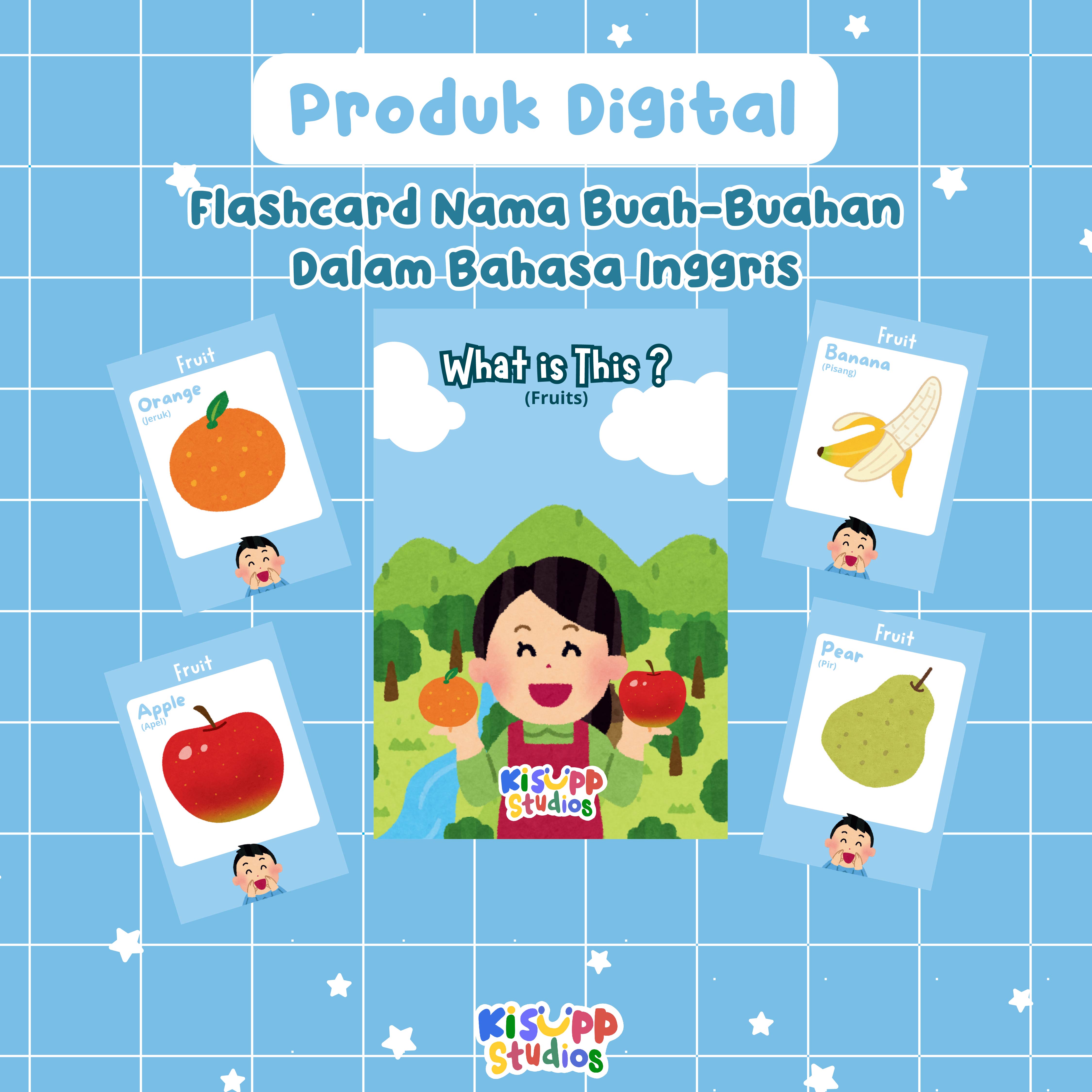 Flashcard Nama Buah-buahan Dalam Bahasa Inggris