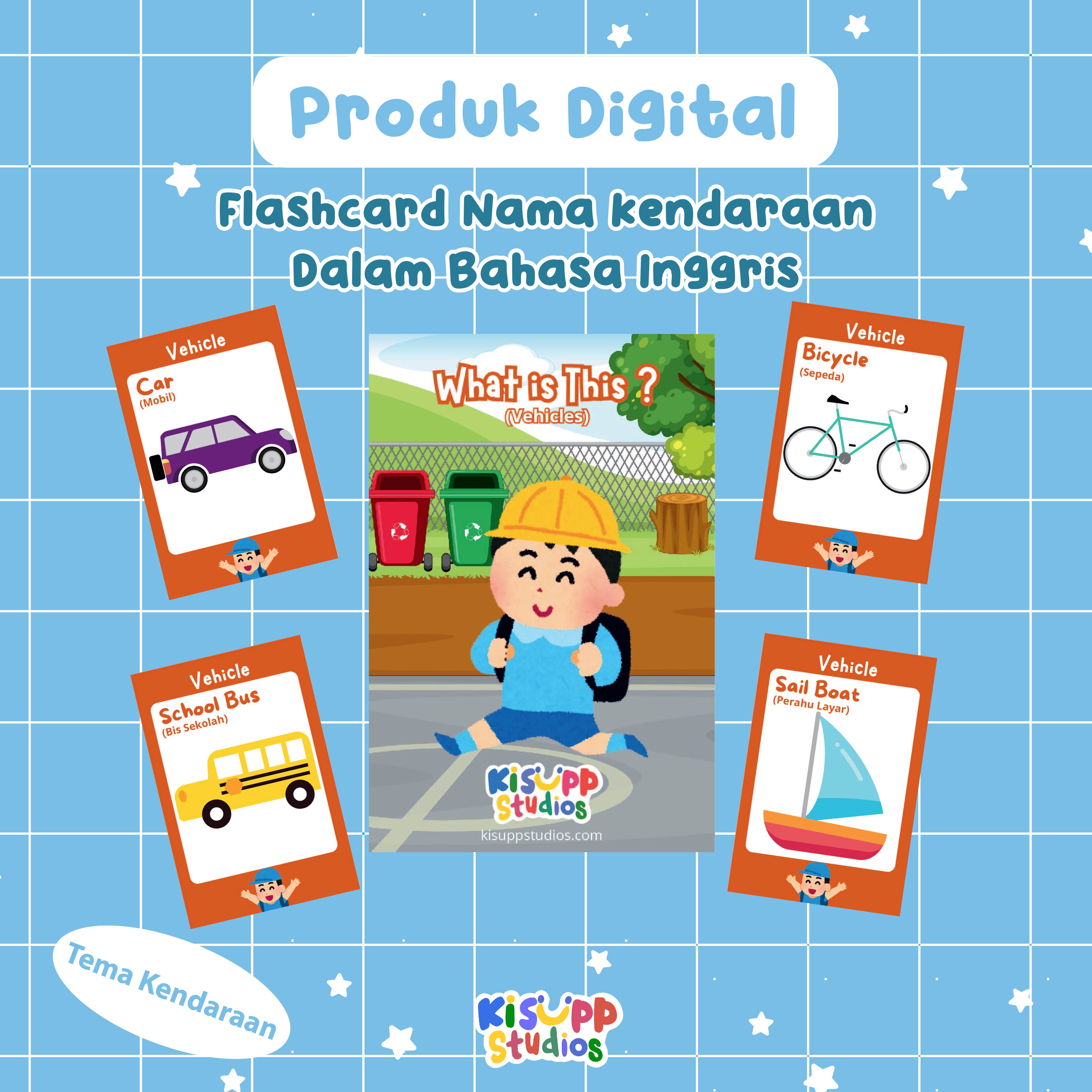 Flashcard Nama Kendaraan Dalam bahasa Inggris