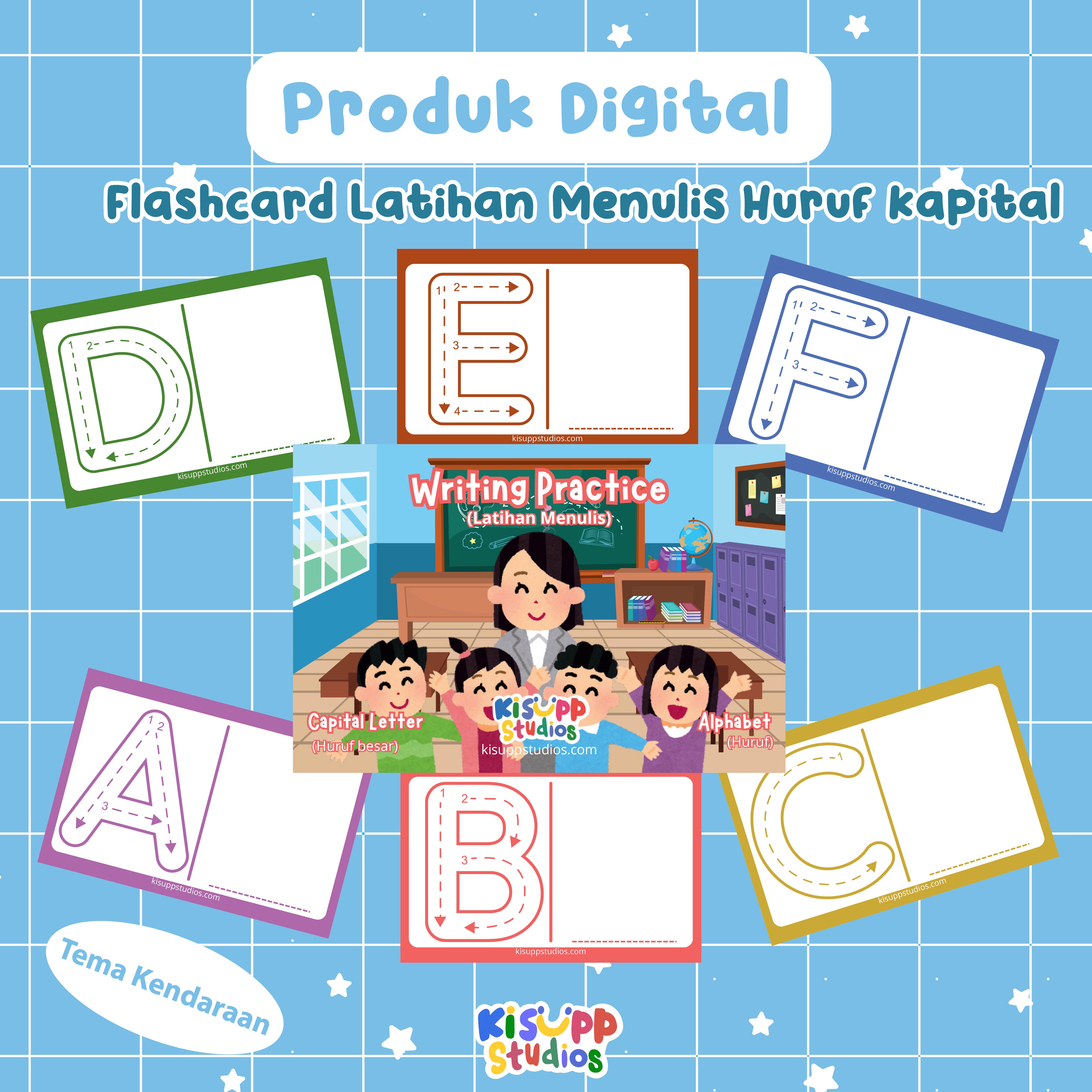 Flashcard Latihan Menulis Huruf kapital