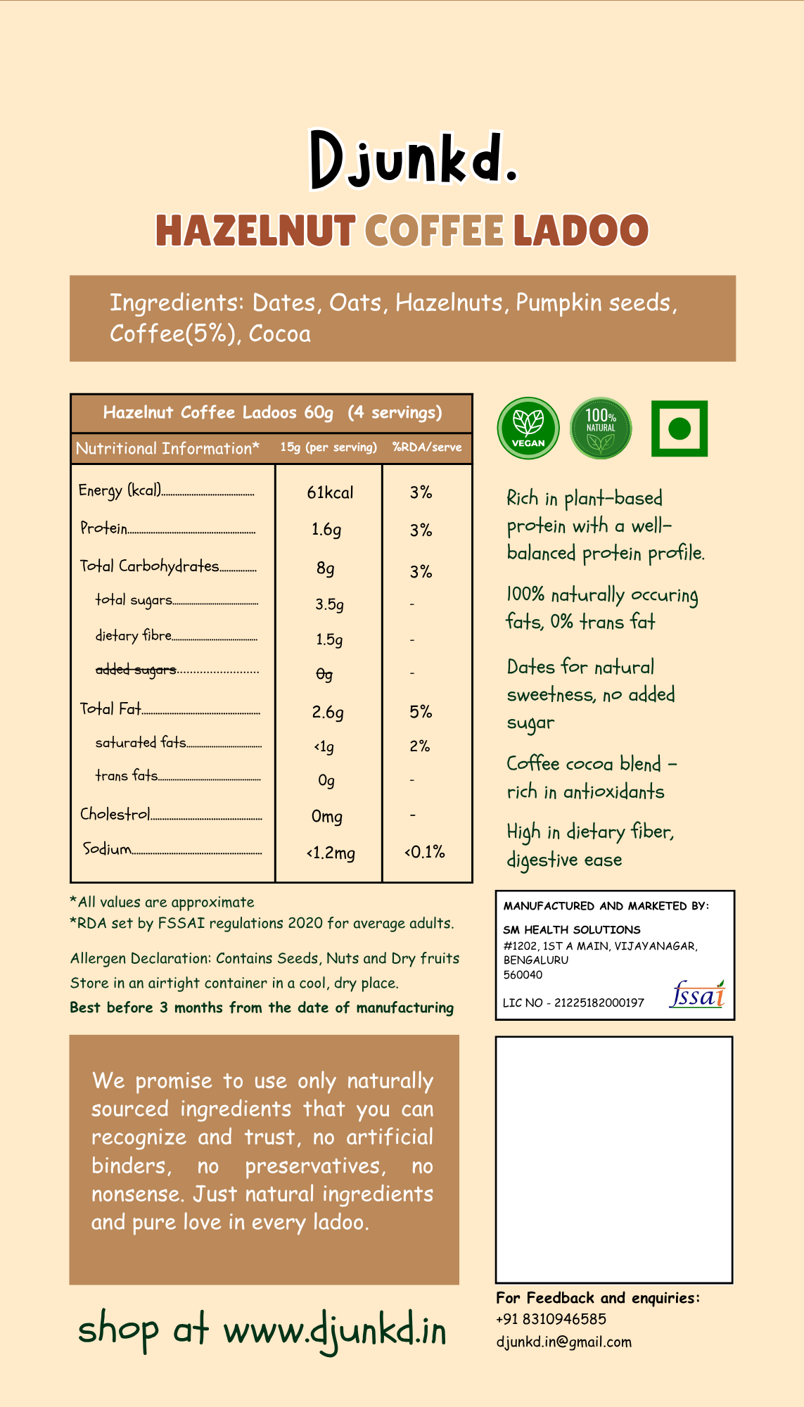 Hazelnut Coffee Ladoo (50g)