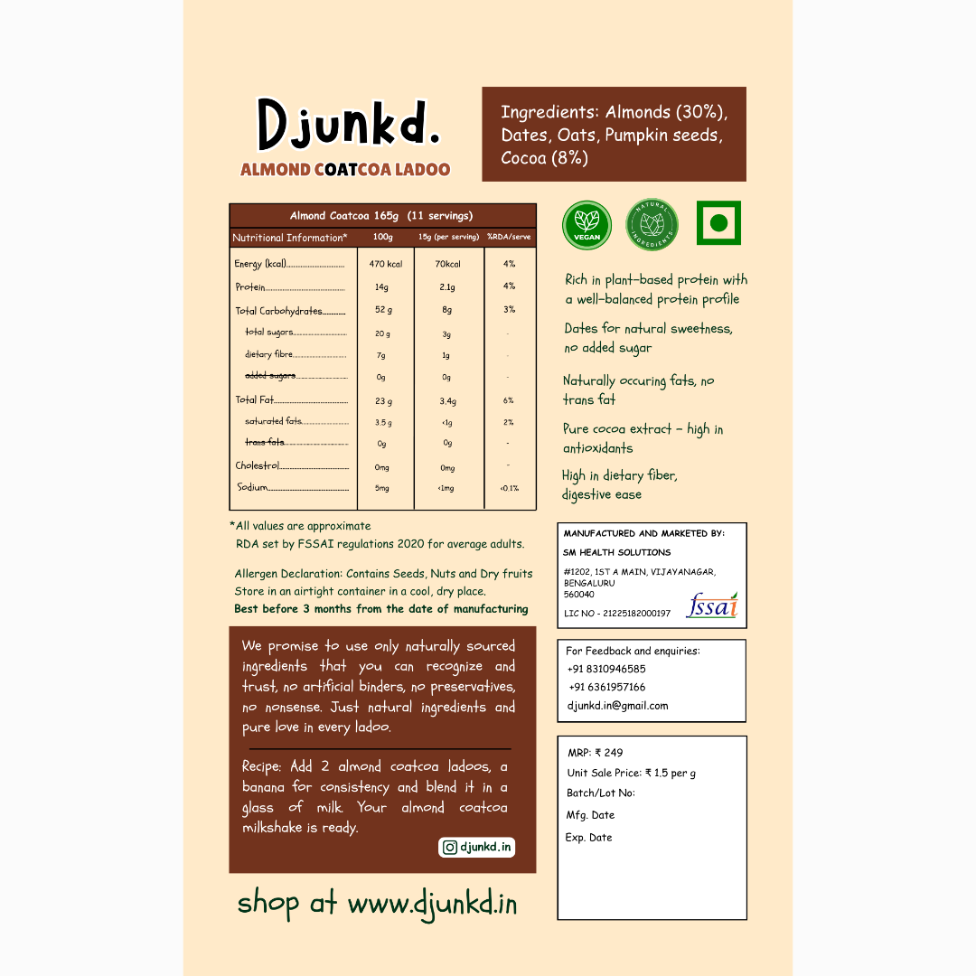 Almond Coatcoa Ladoos (165 g)