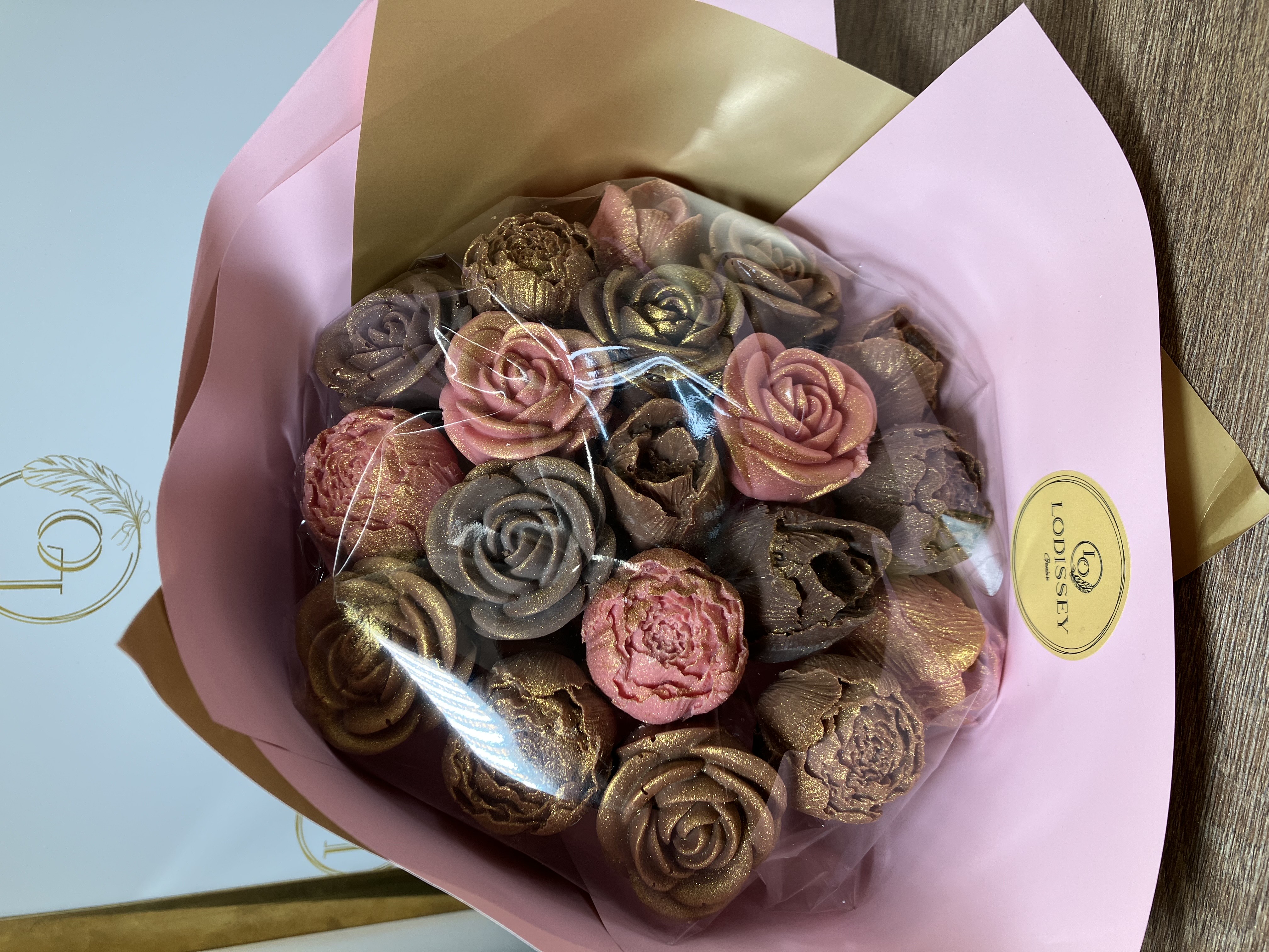 Grand bouquet de roses en chocolat