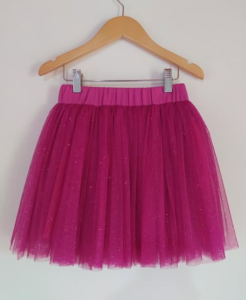 Saia de Tule Pink Glitter