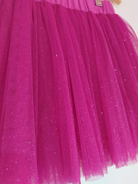 Saia de Tule Pink Glitter