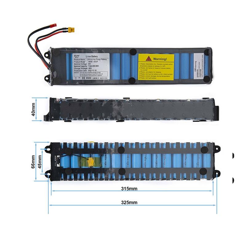 Batteria 36v 7.8 A/H con connettori XT30 e JST