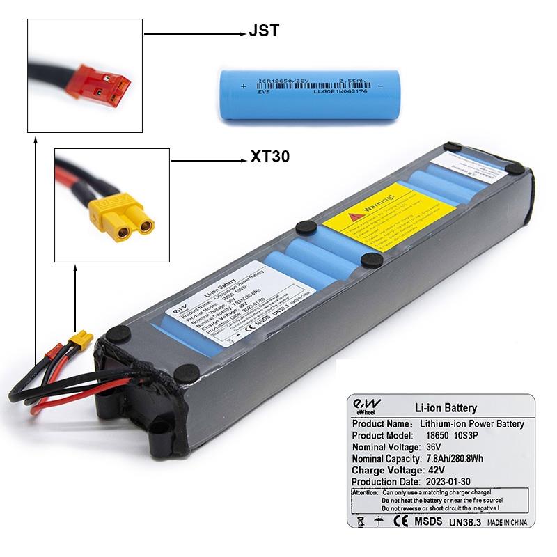 Batteria 36v 7.8 A/H con connettori XT30 e JST