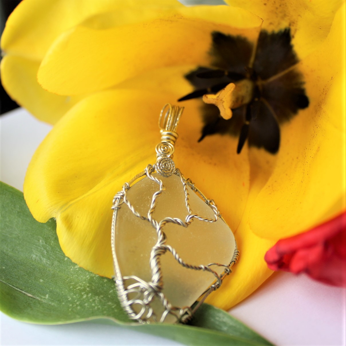Tree of life Sea Glass Pendant