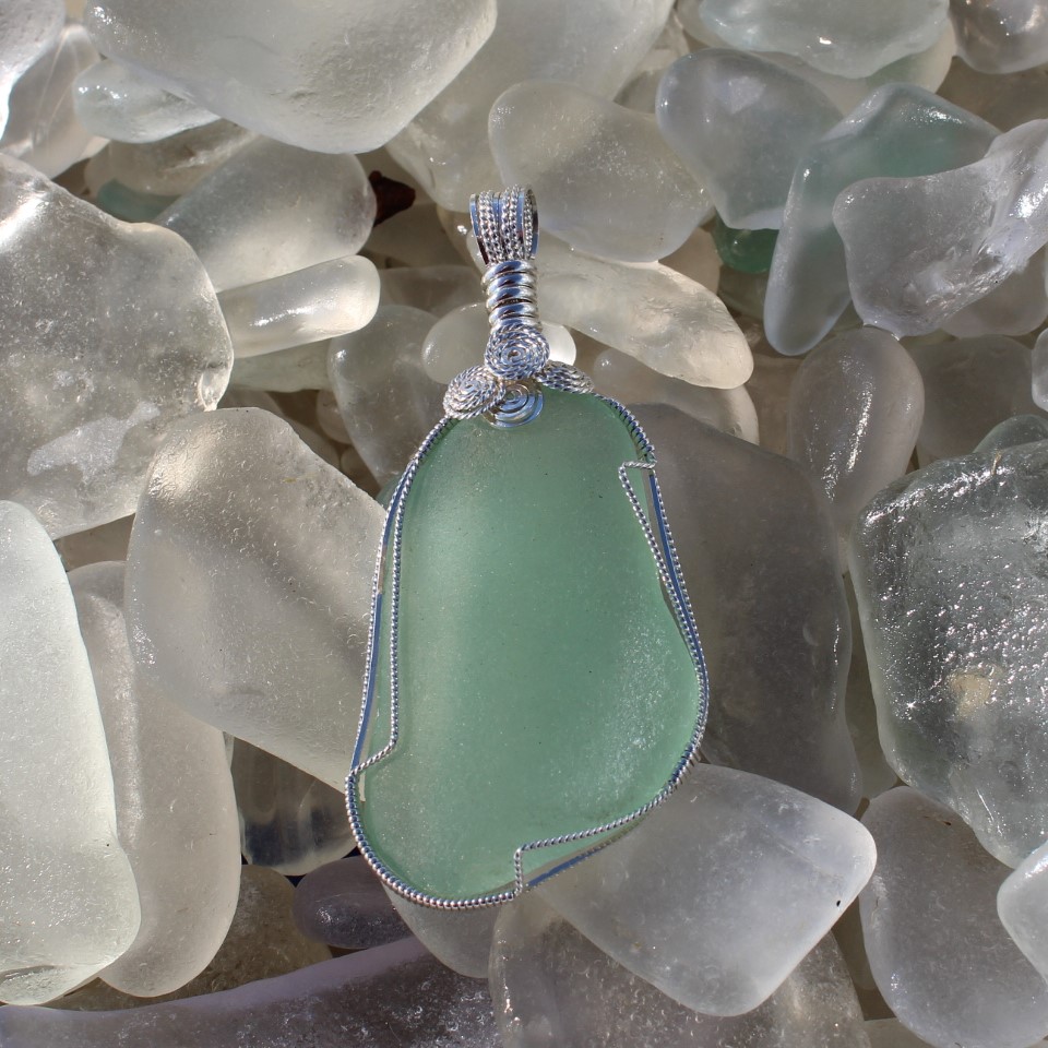 Amazing Sea Foam Sea Glass Pendant 