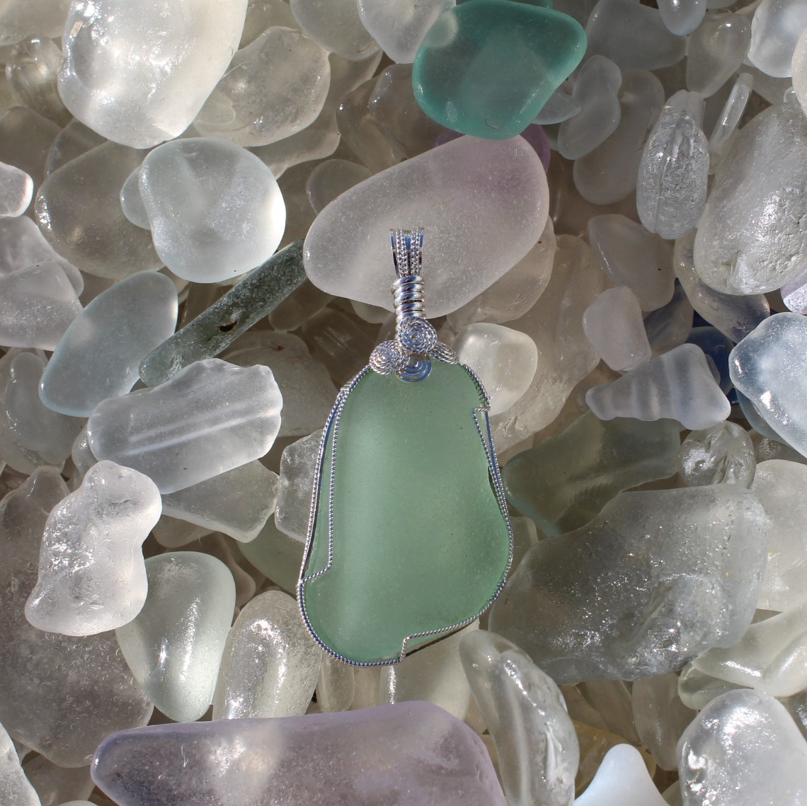 Amazing Sea Foam Sea Glass Pendant 