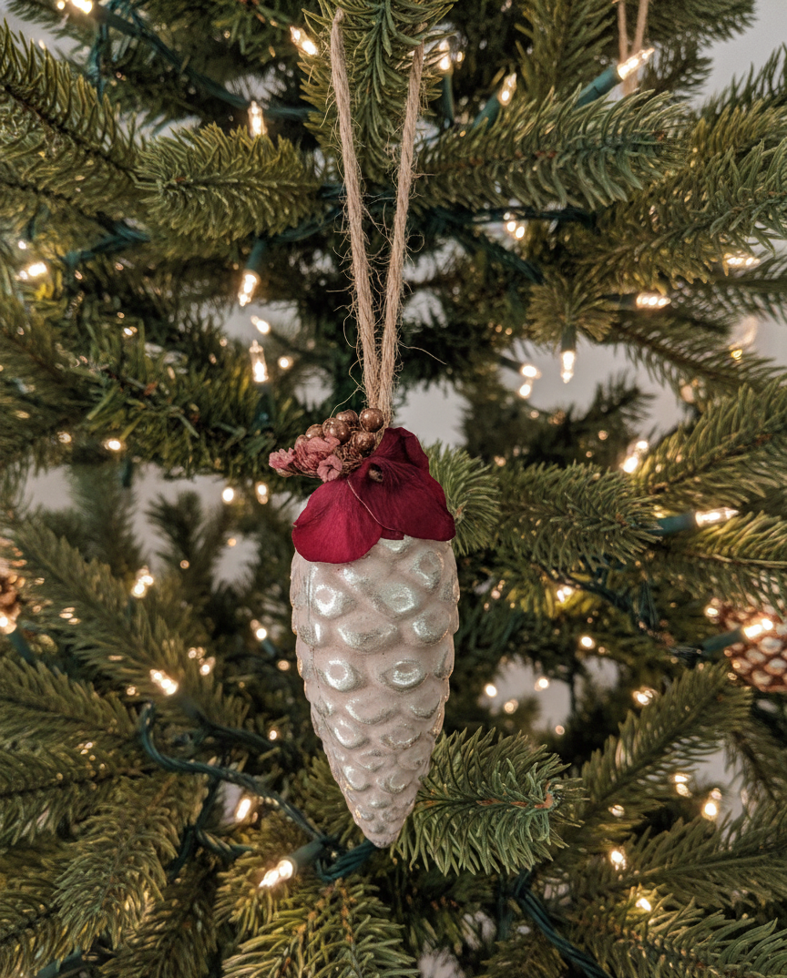 La Pomme de Pin Allongée Rouge