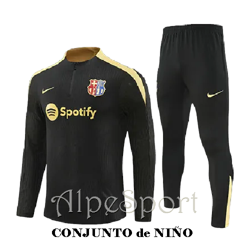 Chándal Entrenamiento NIÑO FC Barcelona 2025 Negro-Amarillo