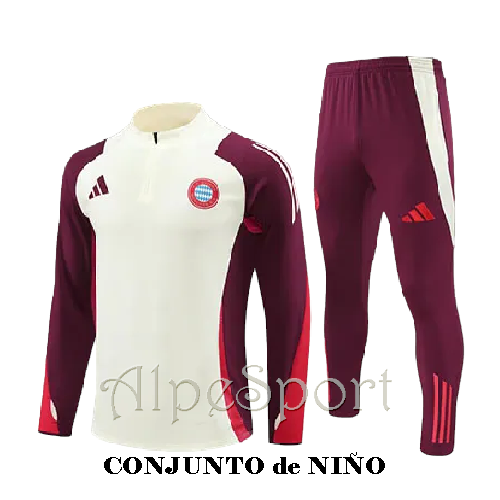 Chándal Paseo Bayern Munich NIÑO 2025 color crema-burdeos