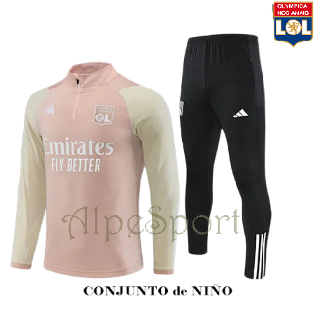 Chándal NIÑO Olympique Lyon Entrenamiento color salmón