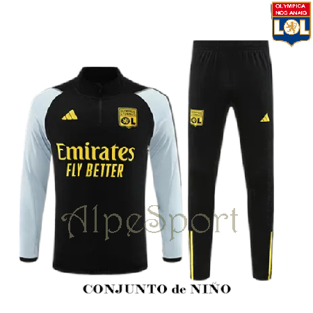 Chándal NIÑO Olympique Lyon Entrenamiento color negro