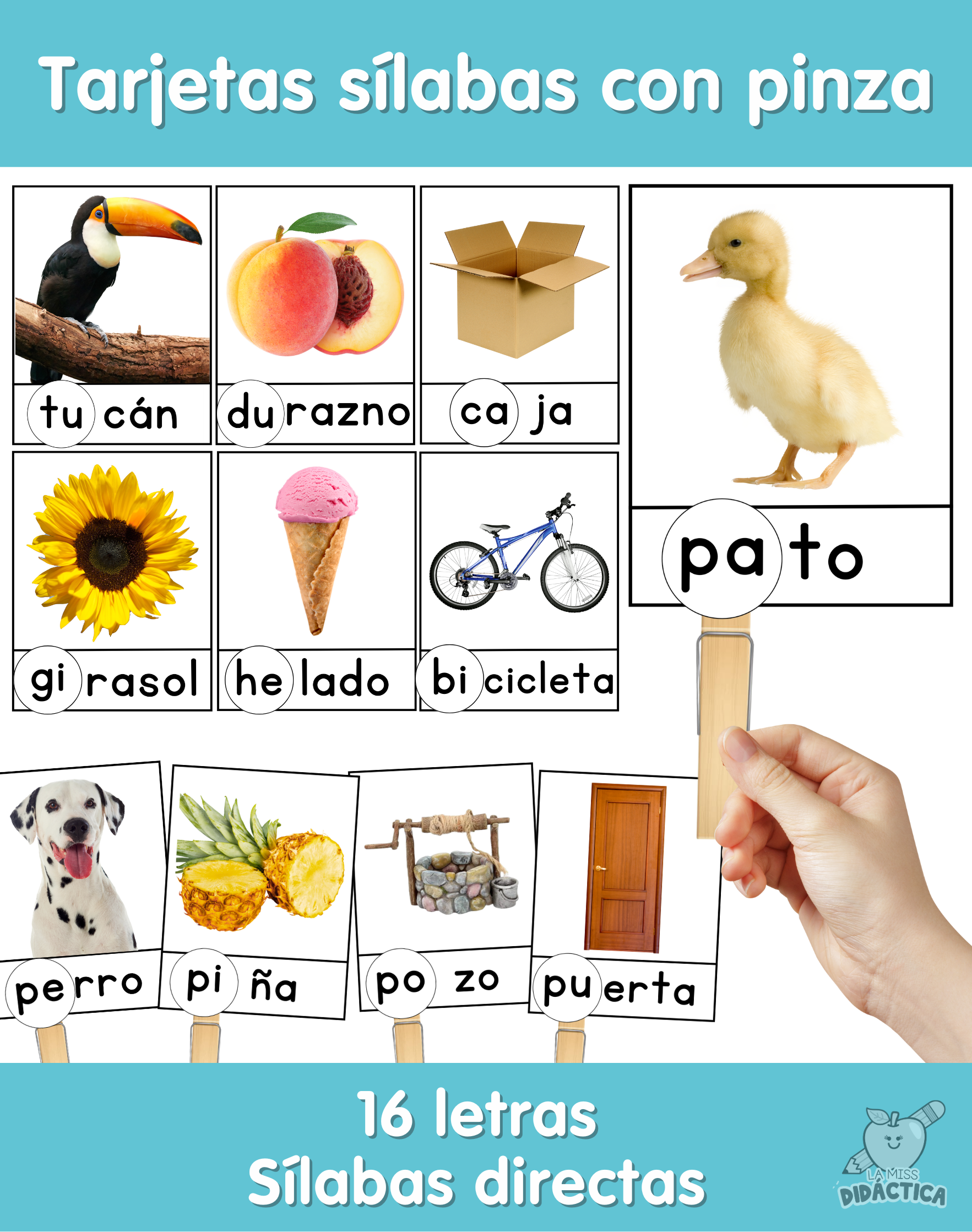 Tarjetas sílabas pinza