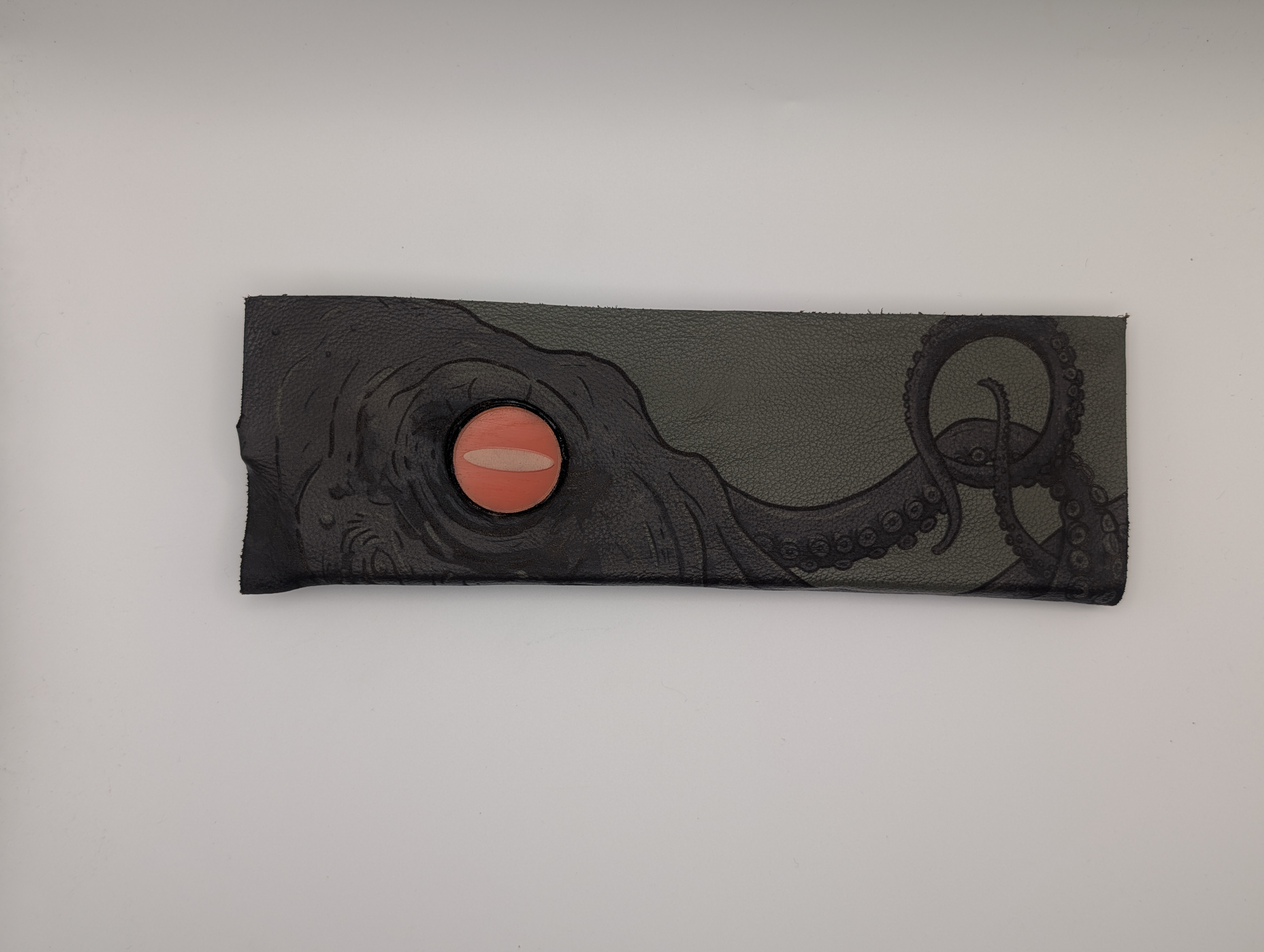 The Kraken Leather and wood knife cover Saya style knife cover