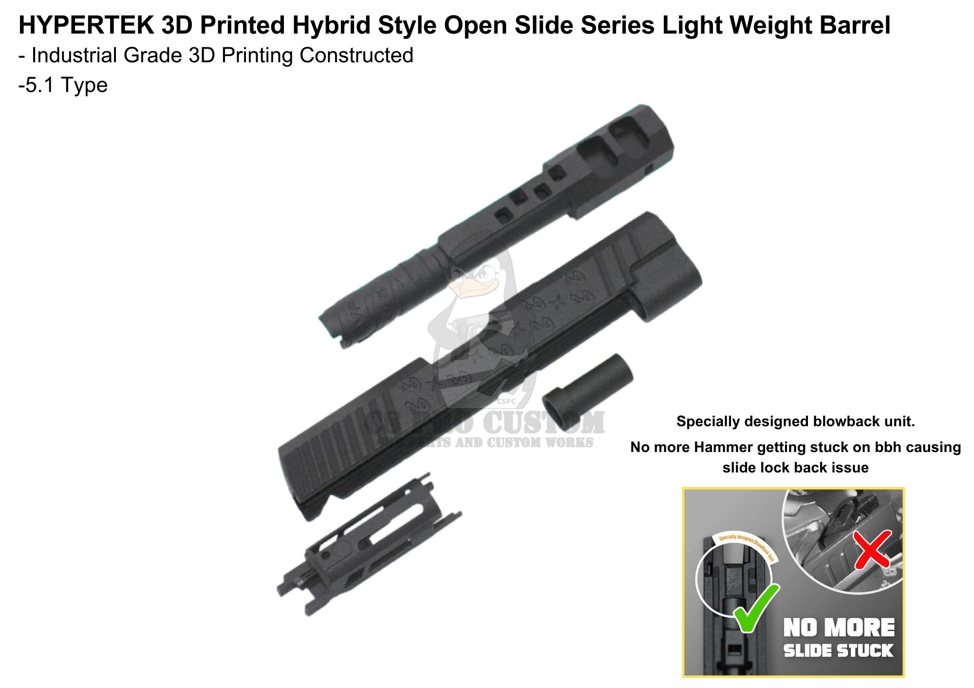 HYPERTEK 3D Printed Hybrid Style Open Slide