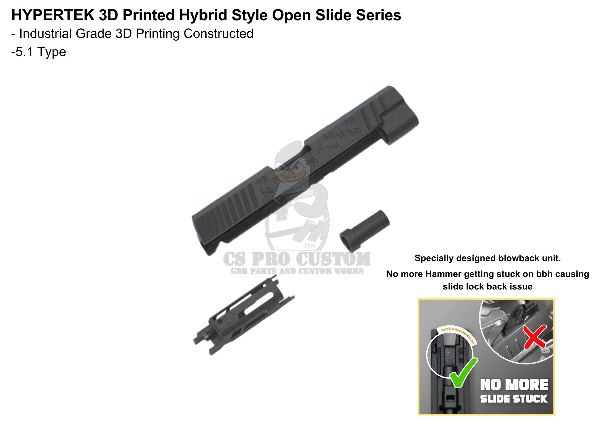 HYPERTEK 3D Printed Hybrid Style Open Slide