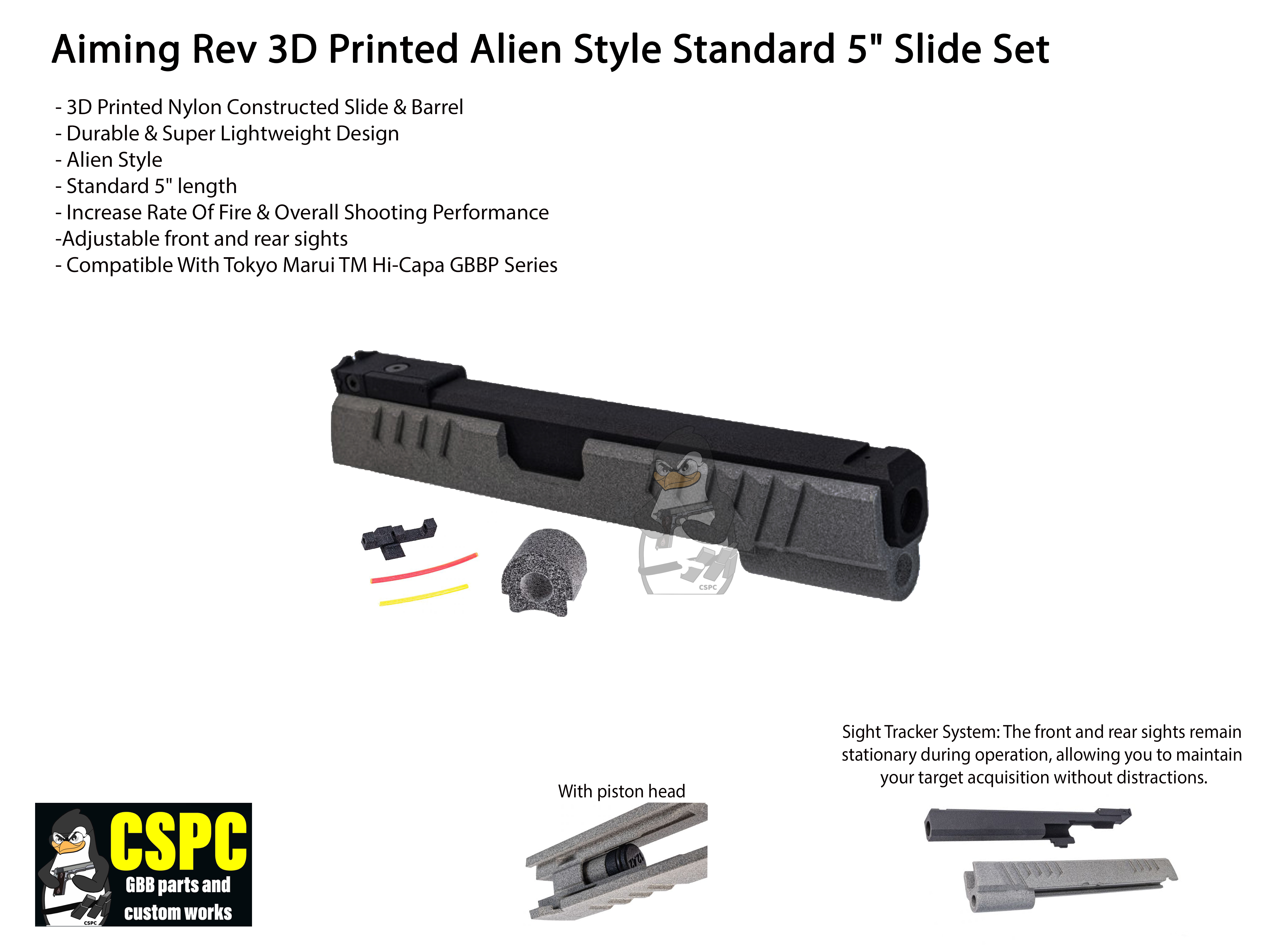 Aiming Revolution 3D Printed slide Style Standard 5" Slide Set