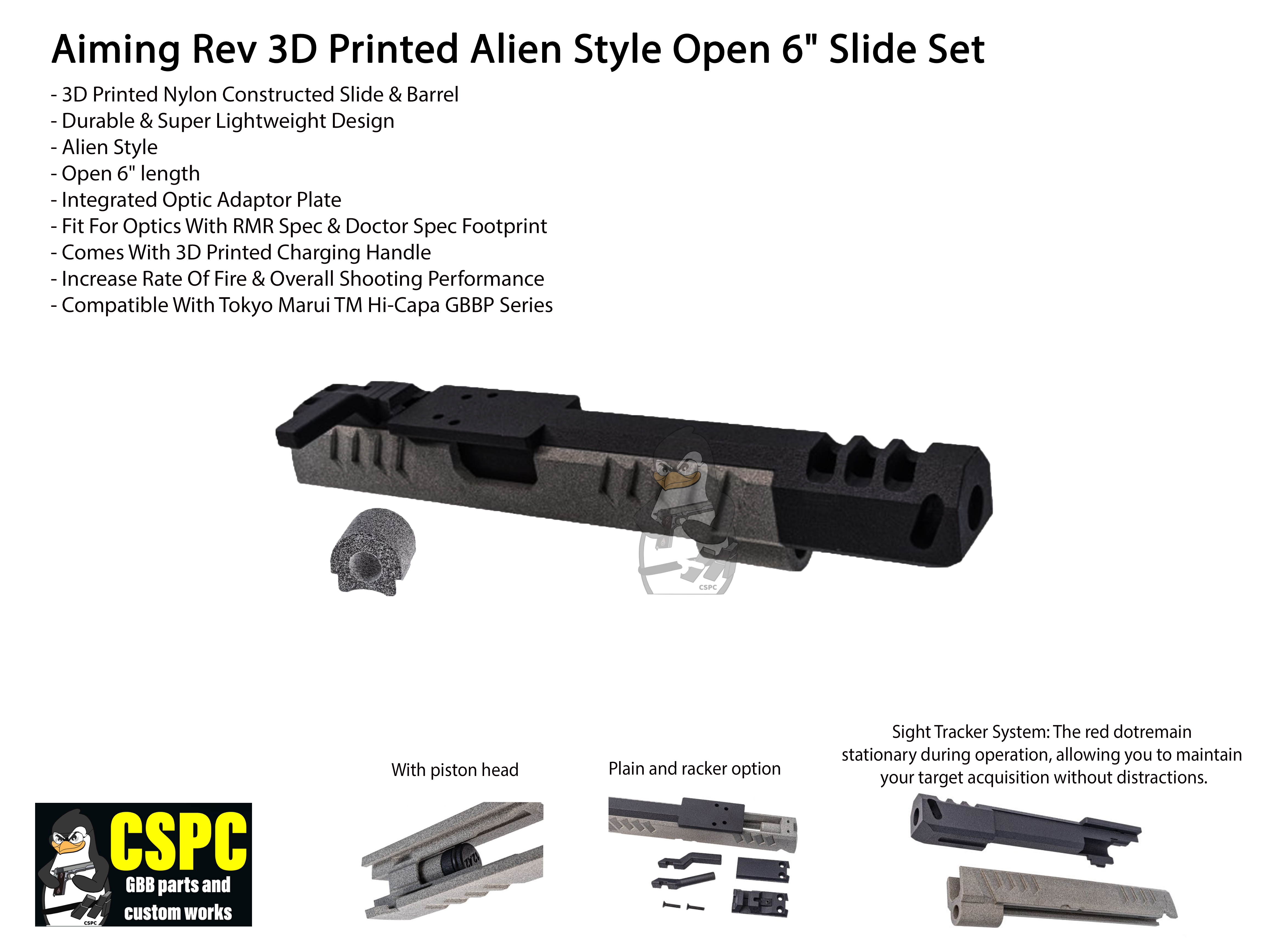 Aiming Revolution 3D Printed Alien Style Open 6" Slide Set
